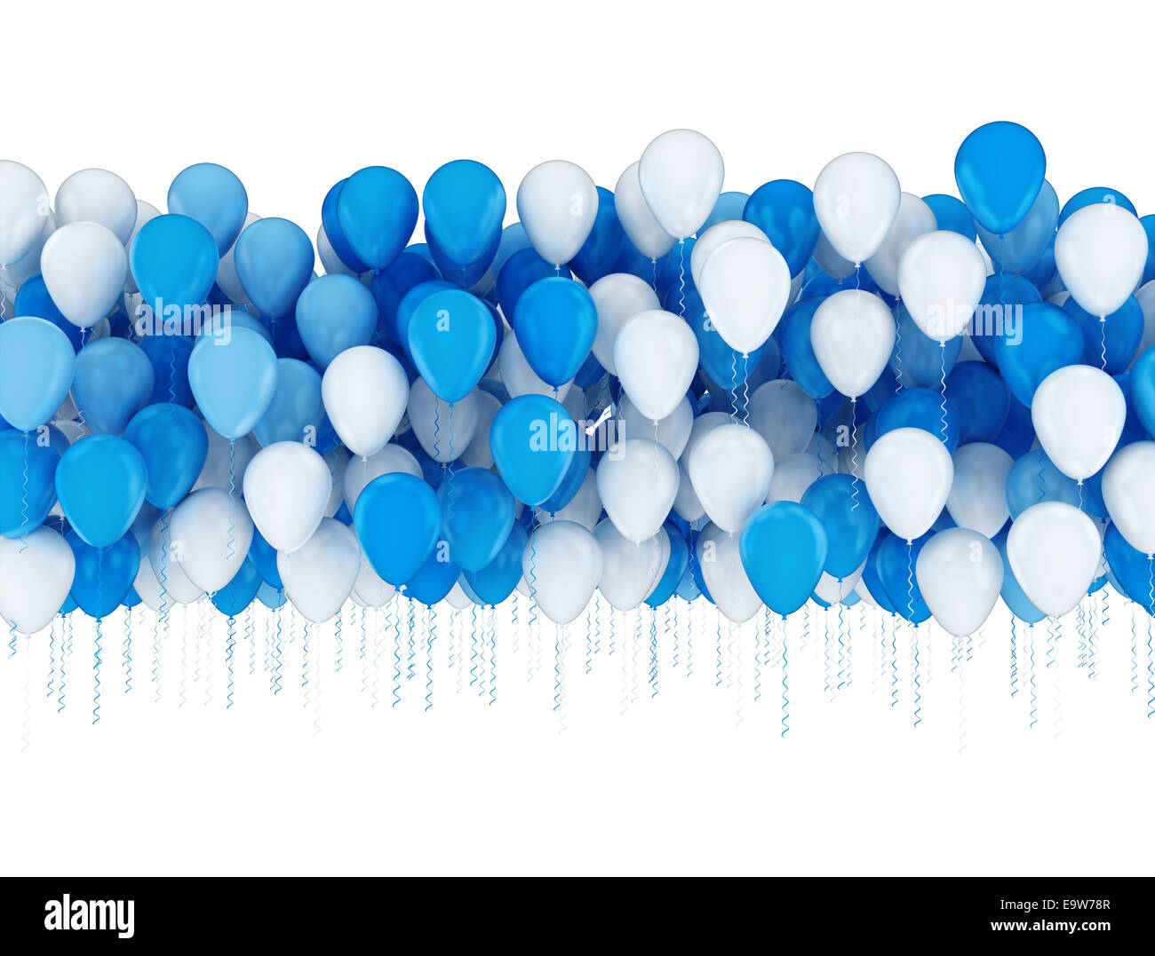 Blaue und weiße Luftballons Feier Hintergrund Stockfoto