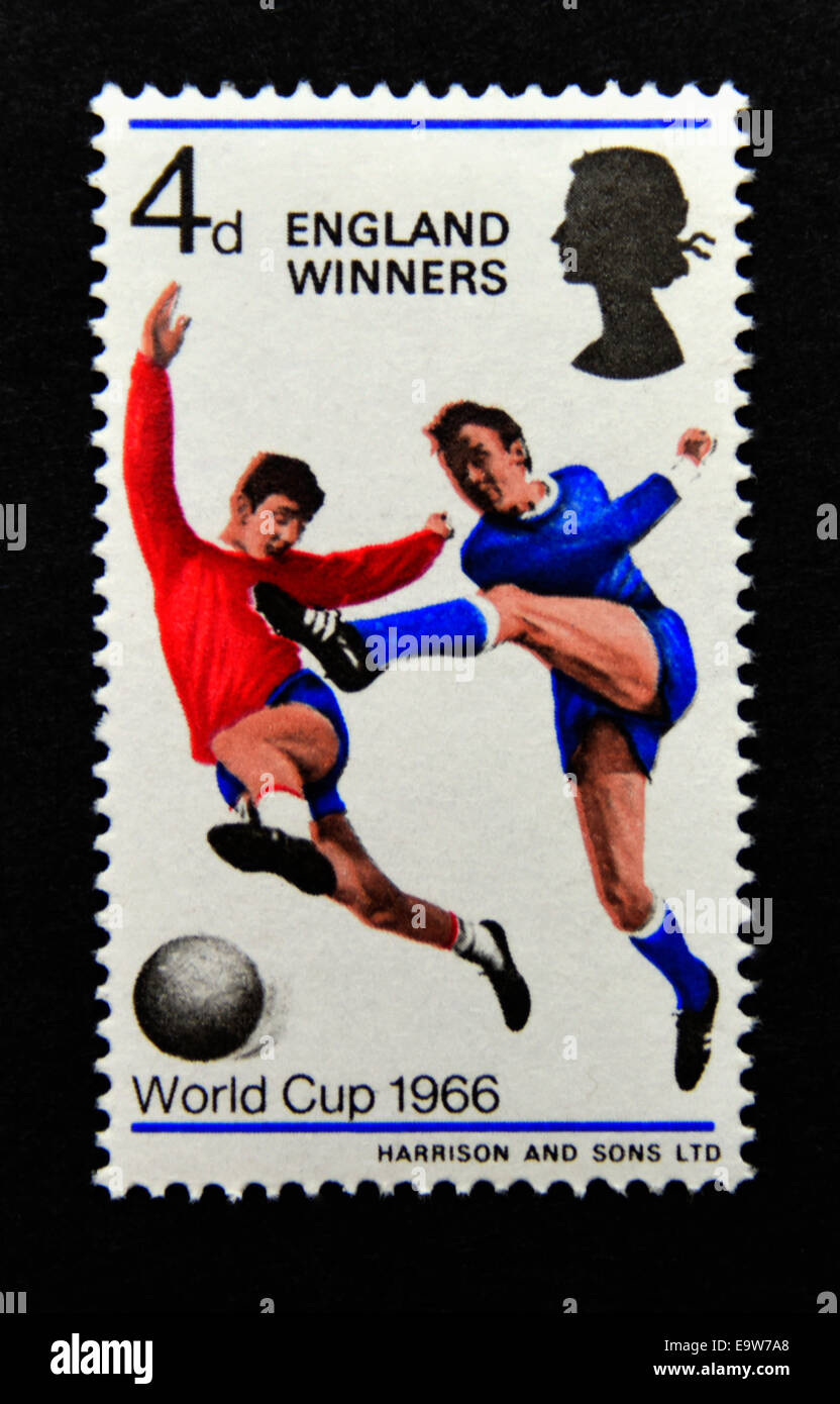 Briefmarke. Great Britain. Königin Elizabeth II. Fußball World Cup, England Gewinner. 1966. Stockfoto