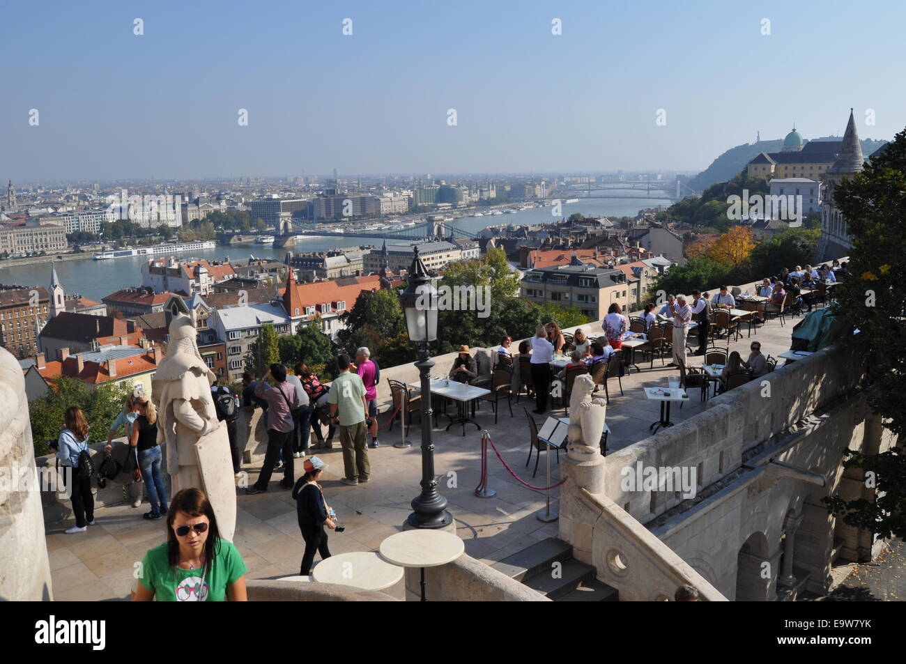 Blick von der Fischerbastei, Castle Hill Buda, Budapest, Ungarn Stockfoto