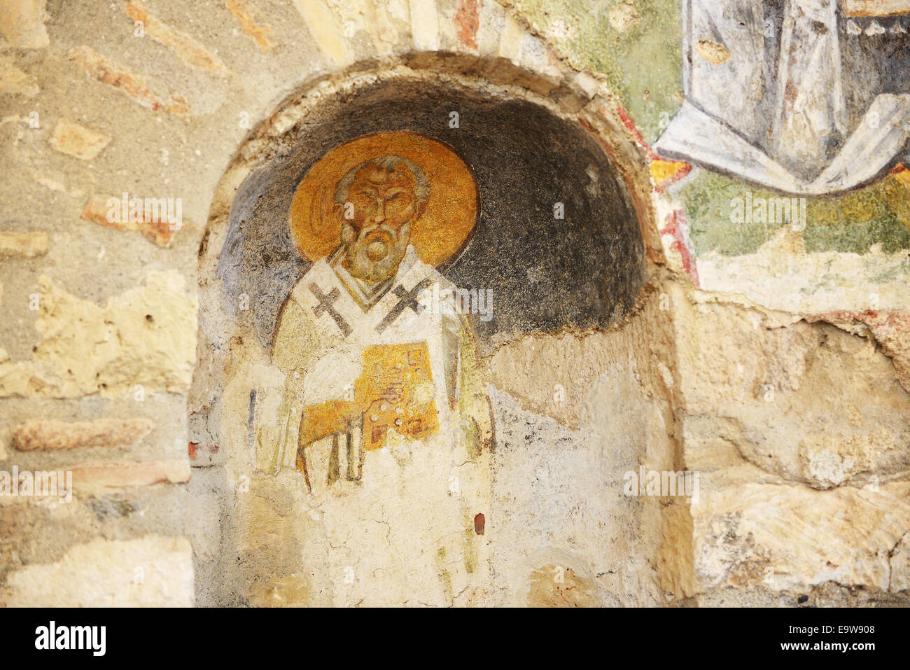 Das Gemälde an der Wand in der Kirche von St. Nikolaus in Myra, Türkei Stockfoto