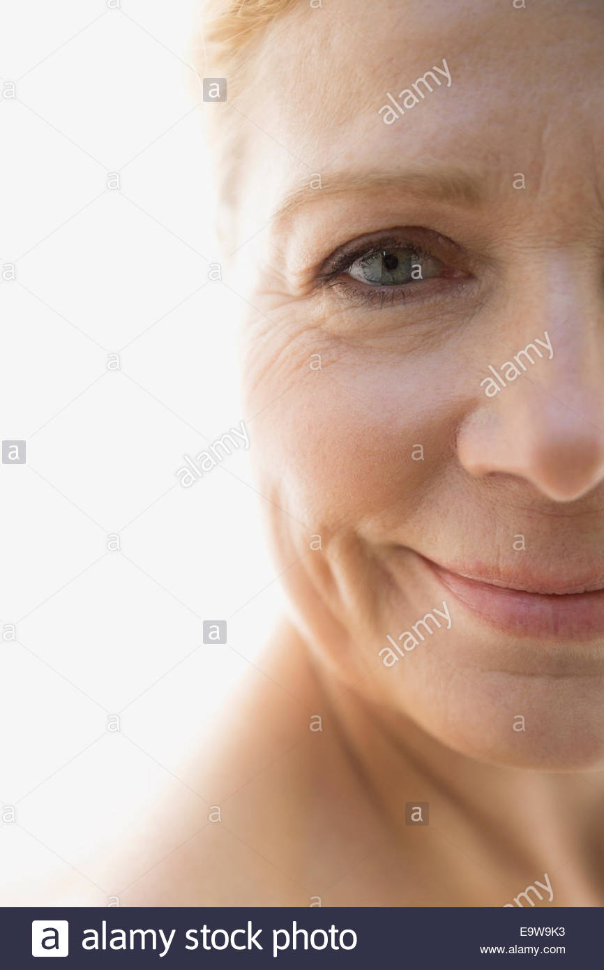 Porträt der lächelnde Frau hautnah Stockfoto