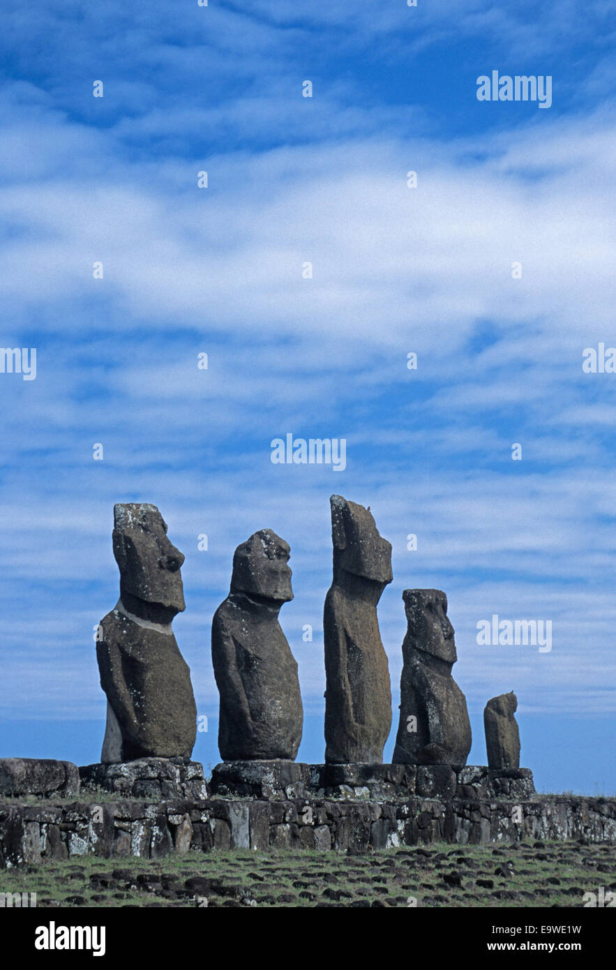 Ahu Tahai Moai auf Rapa Nui (Osterinsel). Stockfoto
