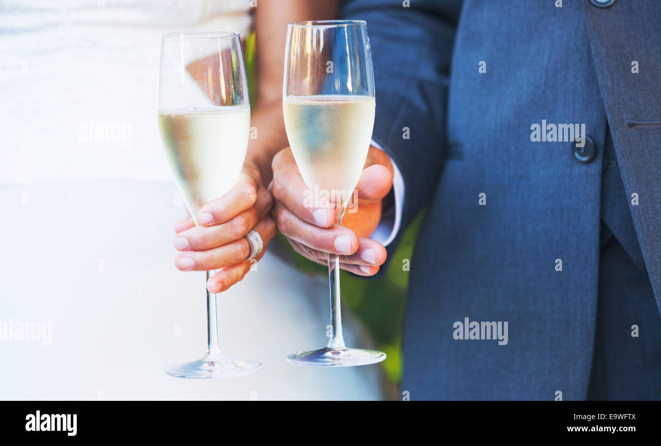 Glas Champagner Hochzeit Stockfoto