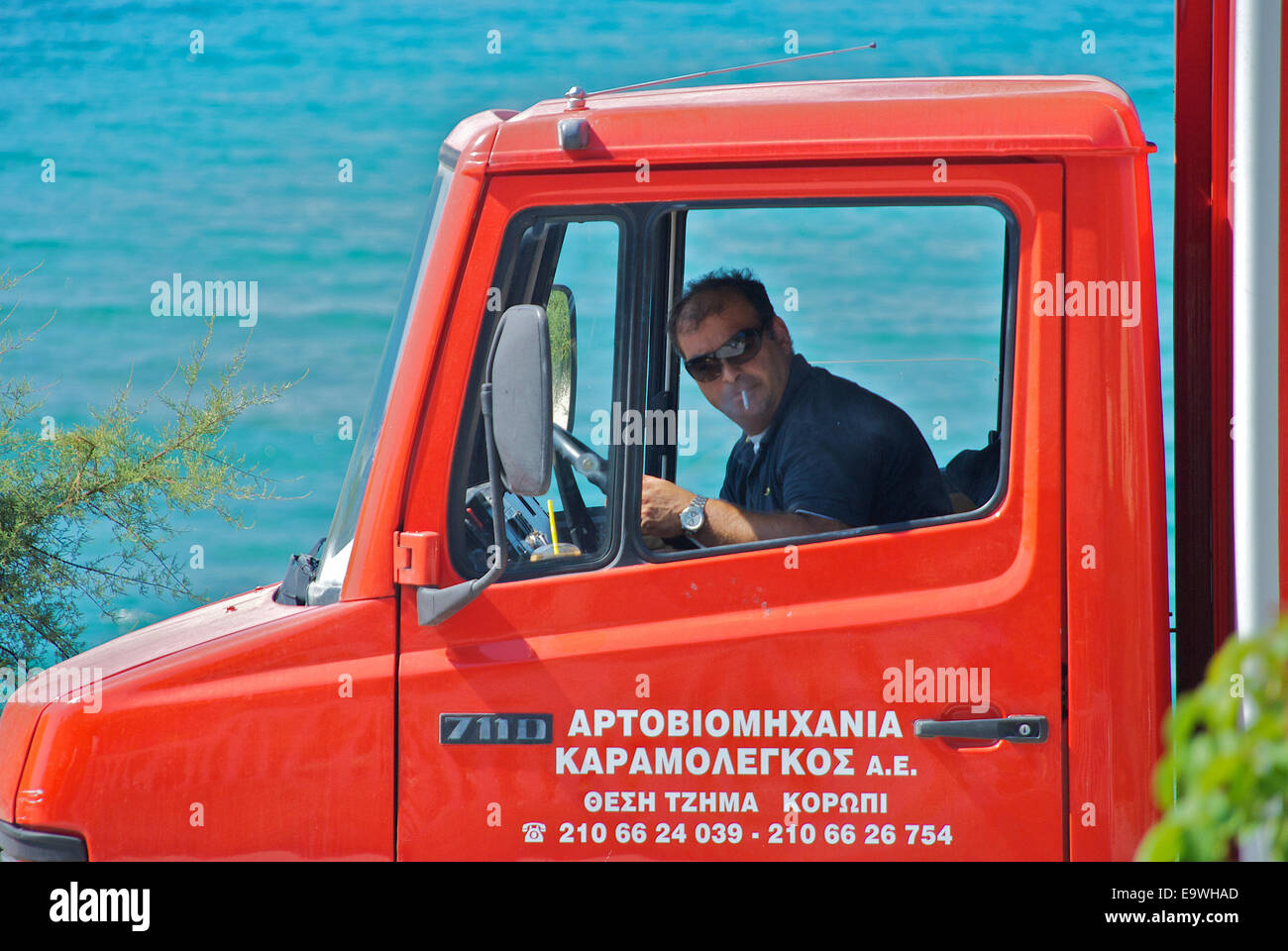 Griechische LKW-Fahrer Stockfoto