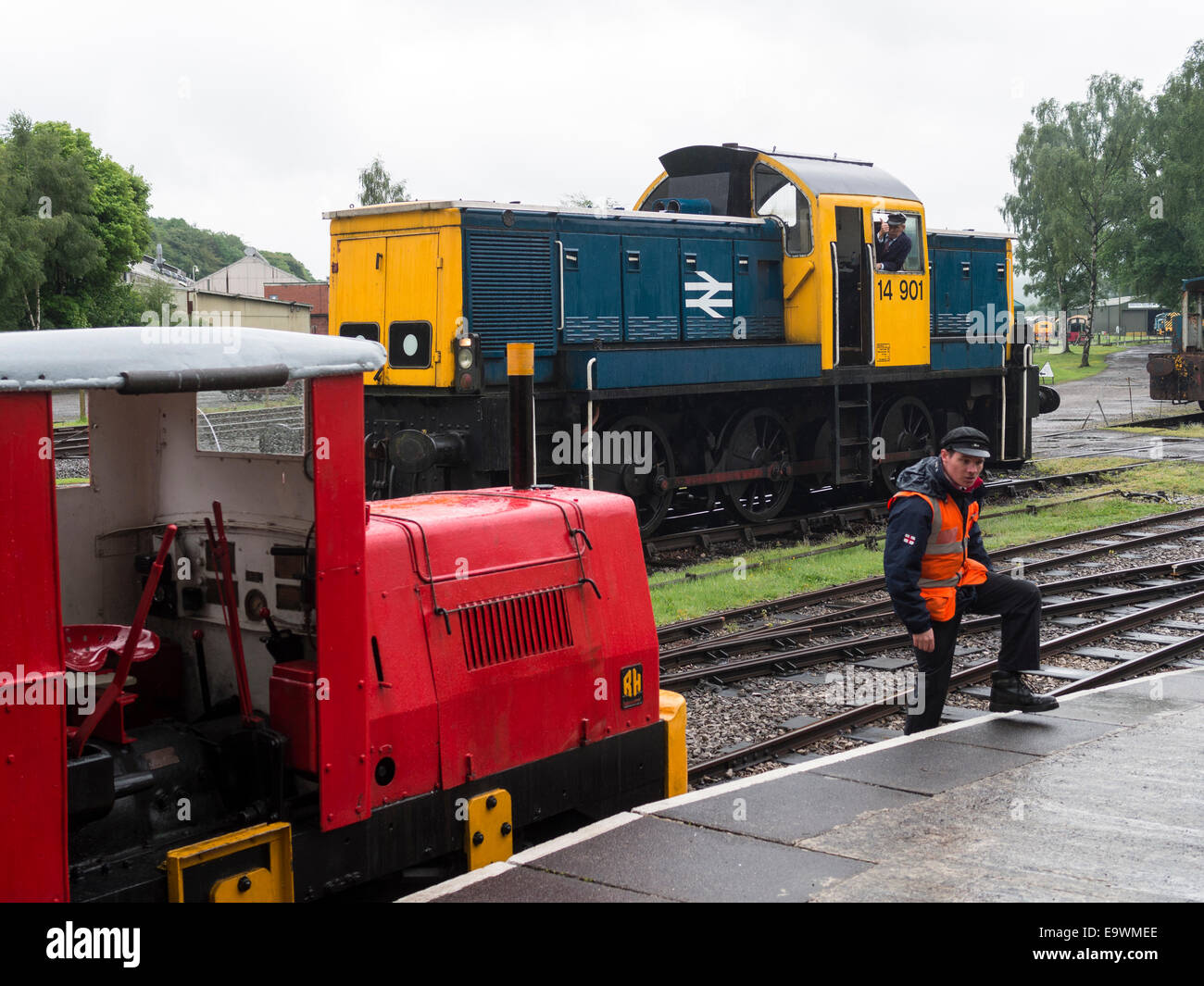 Ein Vintage Diesel betriebene Lok Motor bei Peak Bahn Dampf Erhaltung in Matlock, Derbyshire, UK Stockfoto
