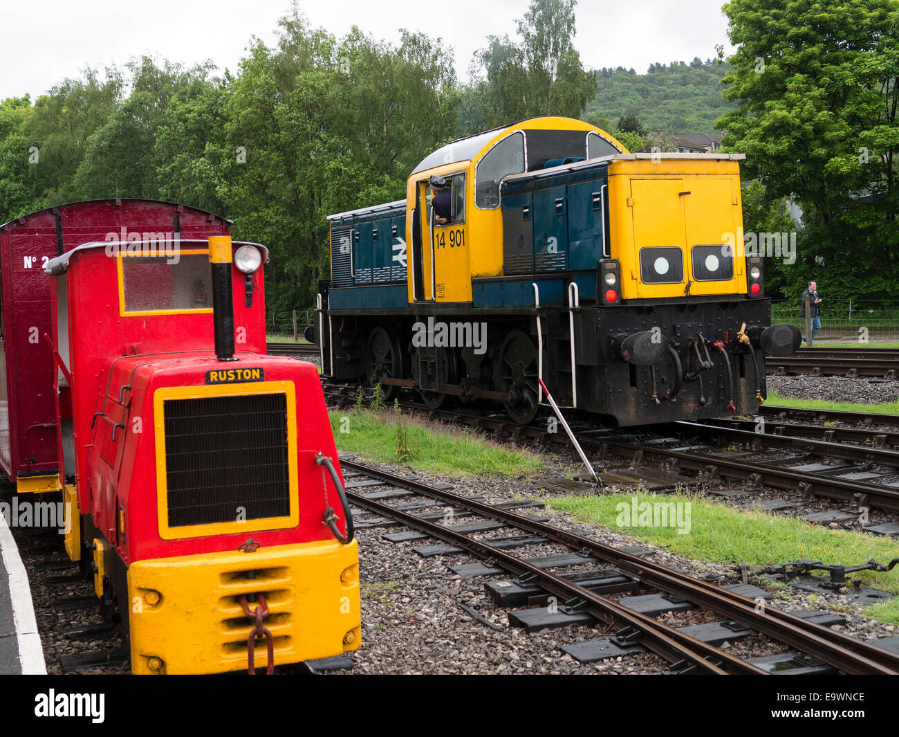 Ein Vintage Diesel betriebene Lok Motor bei Peak Bahn Dampf Erhaltung in Matlock, Derbyshire, UK Stockfoto