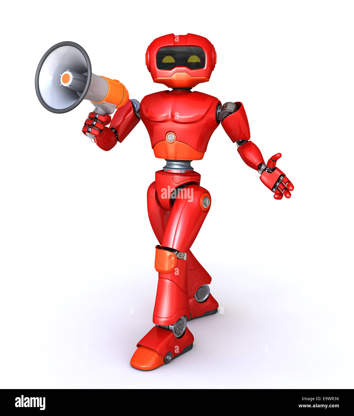 Roboter spricht im Megaphon Stockfoto