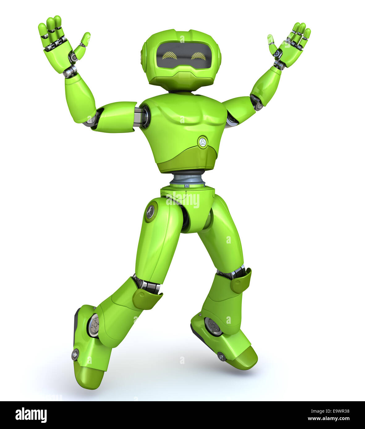 Grüne Roboter springt Stockfoto