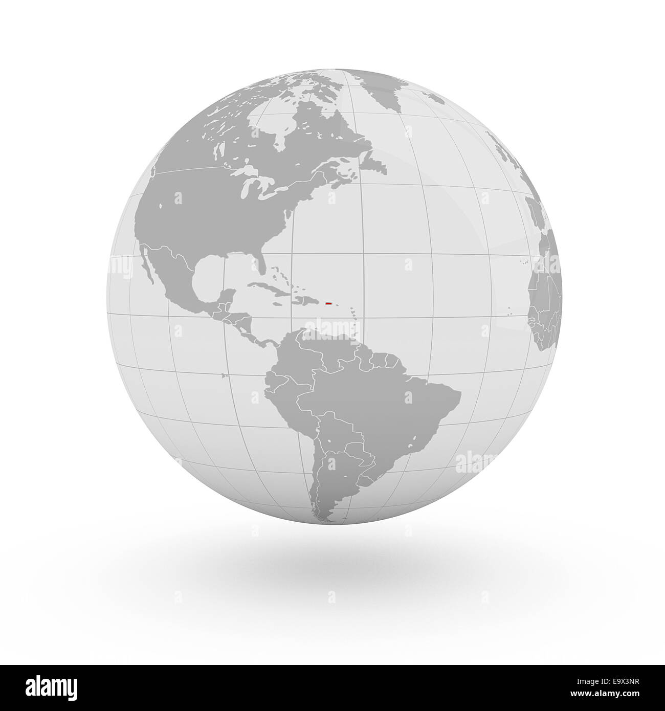 Puerto Rico am Globus isoliert auf weißem Hintergrund Stockfoto