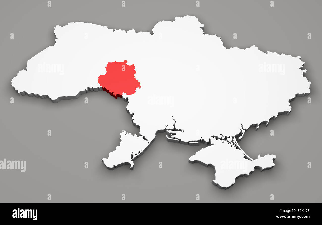 Karte von Ukraine, Abteilung Regionen, Winnyzja Stockfoto