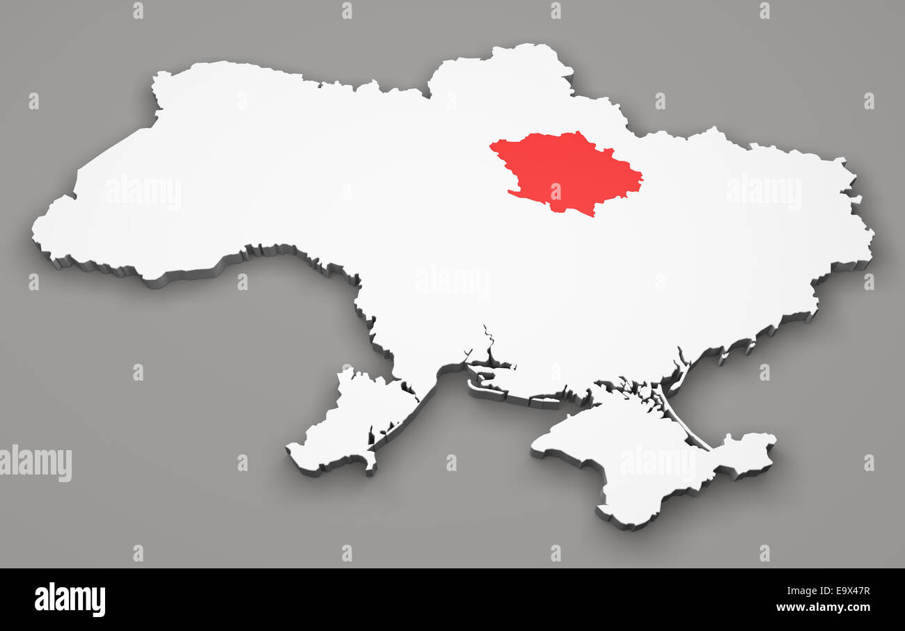 Karte von Ukraine, Abteilung Regionen, Poltawa Stockfoto