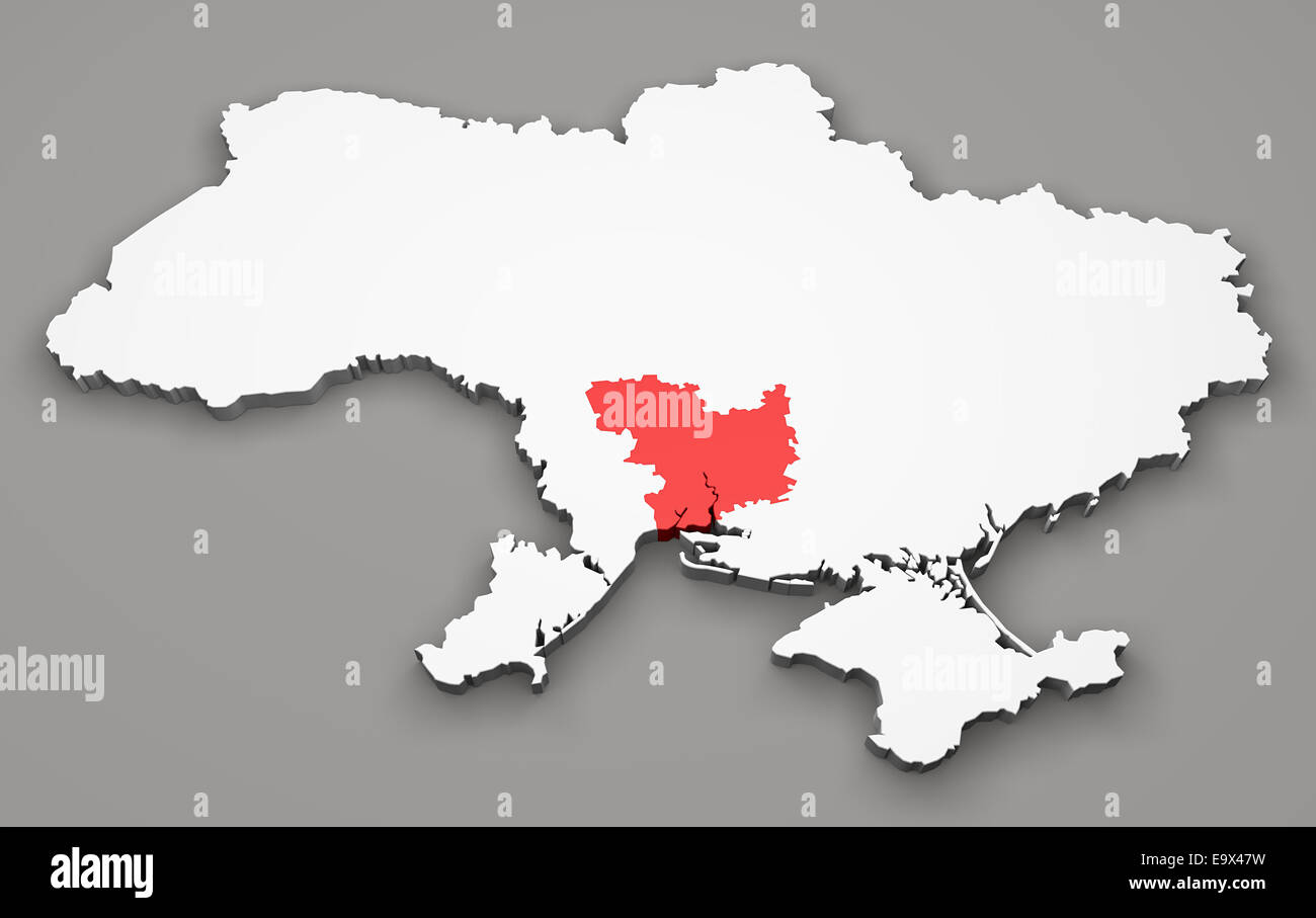 Karte von Ukraine, Abteilung Regionen, Mykolajiw Stockfoto