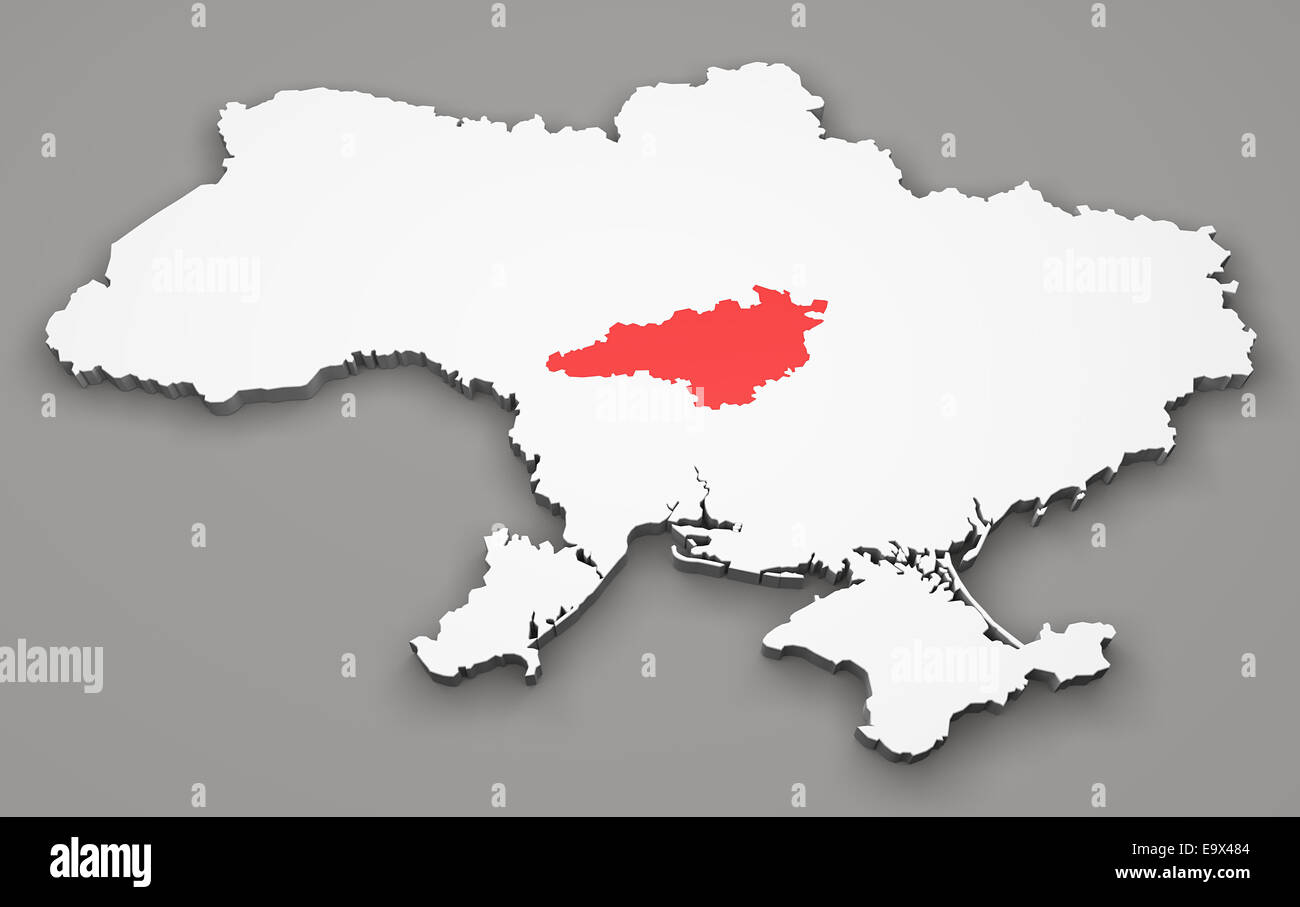Karte von Ukraine, Abteilung Regionen, Kirovohrad Stockfoto