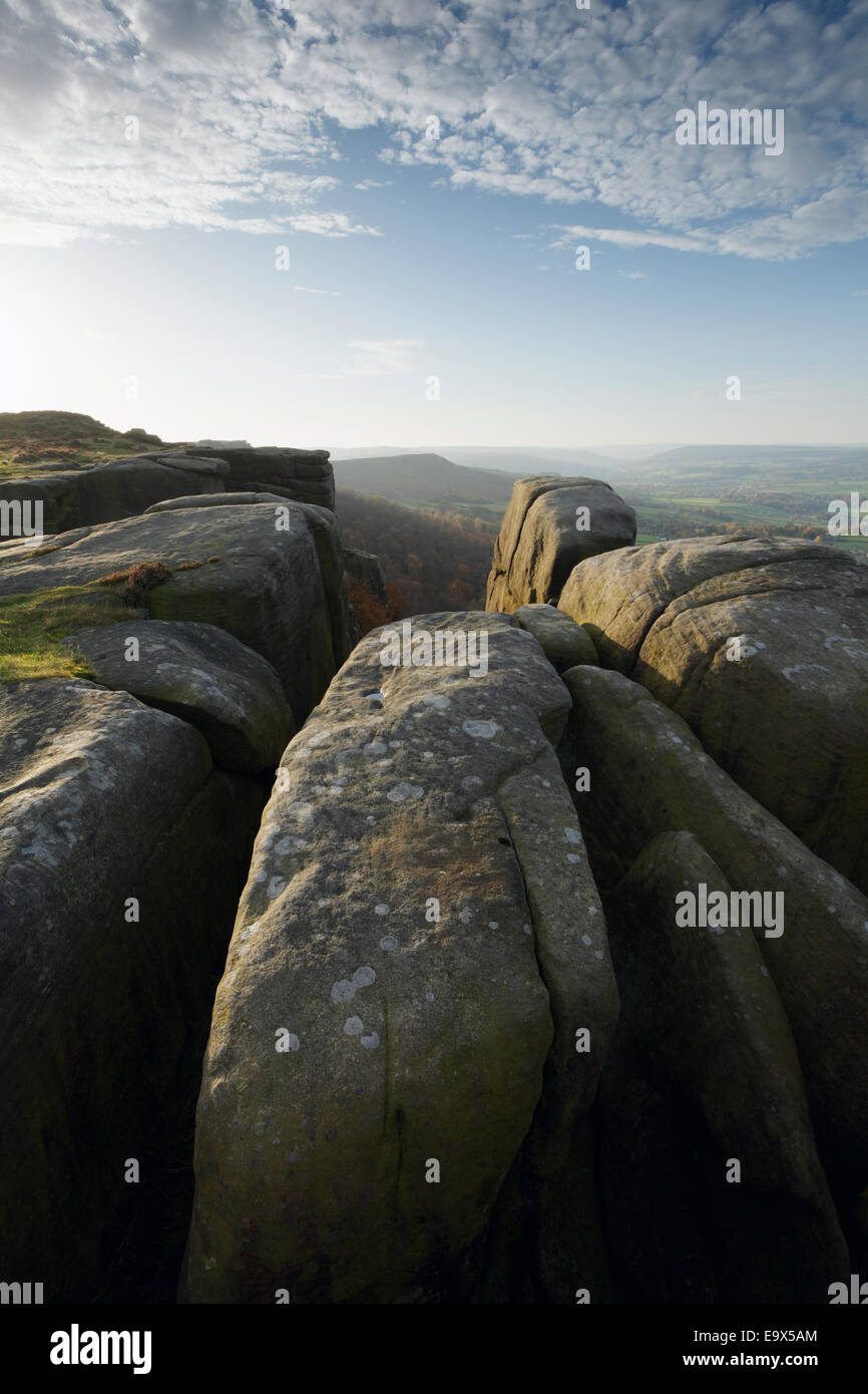 Curbar Edge, Herbst. Peak District National Park. Derbyshire. England. VEREINIGTES KÖNIGREICH. Stockfoto