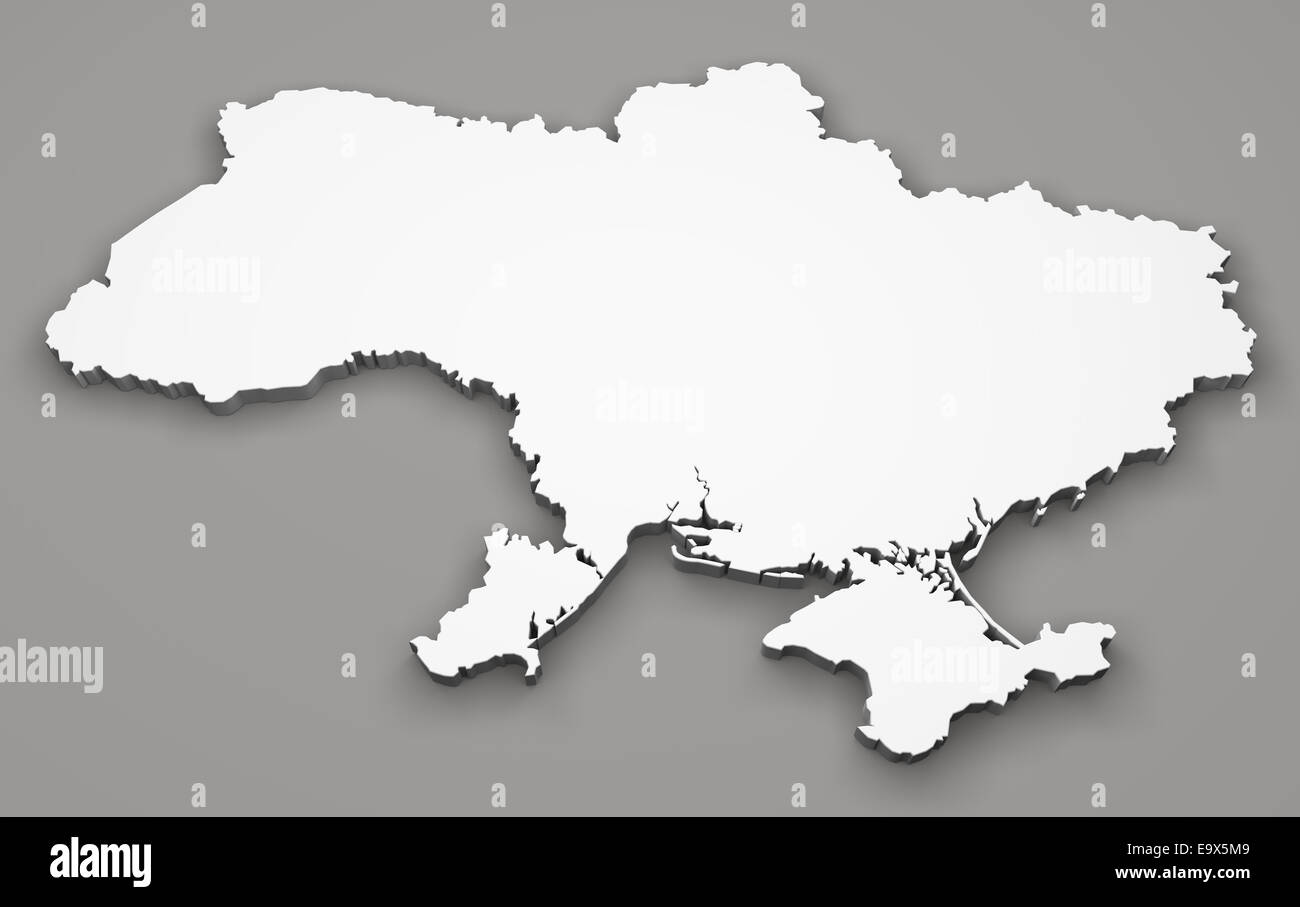Weiße Karte der Ukraine Stockfoto