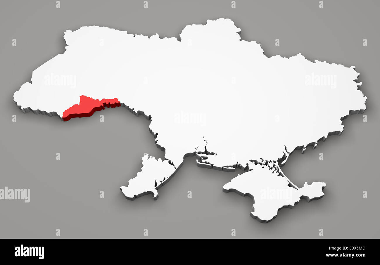 Karte von Ukraine, Abteilung Regionen, Czernowitz Stockfoto