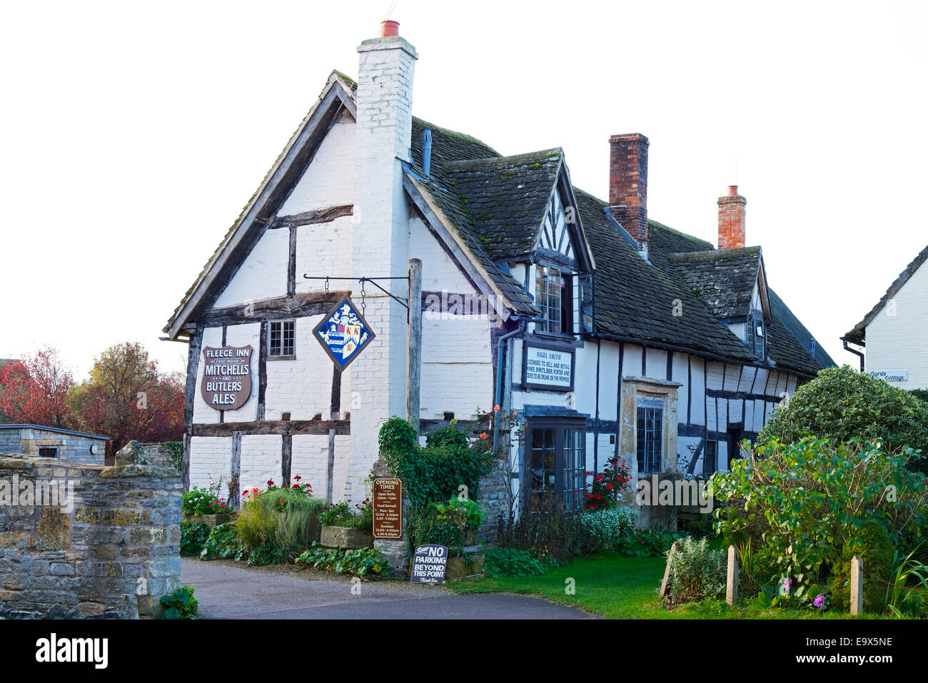 Das Fleece Inn, ein Pub im Besitz des National Trust, Bretforton, in der Nähe von Evesham, Worcestershire, England UK Stockfoto