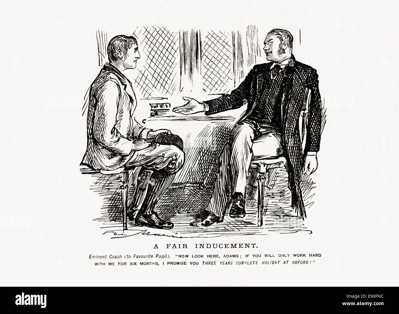 amüsante viktorianischen Abbildung aus dem Jahr 1878 von George du Maurier, "ein fairer Anreiz" Stockfoto