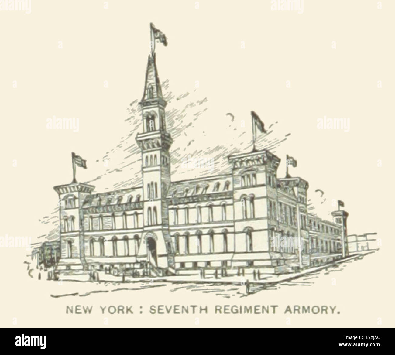 US-NY(1891) p594 NYC, SEVENTH REGIMENT ARMORY Stockfoto