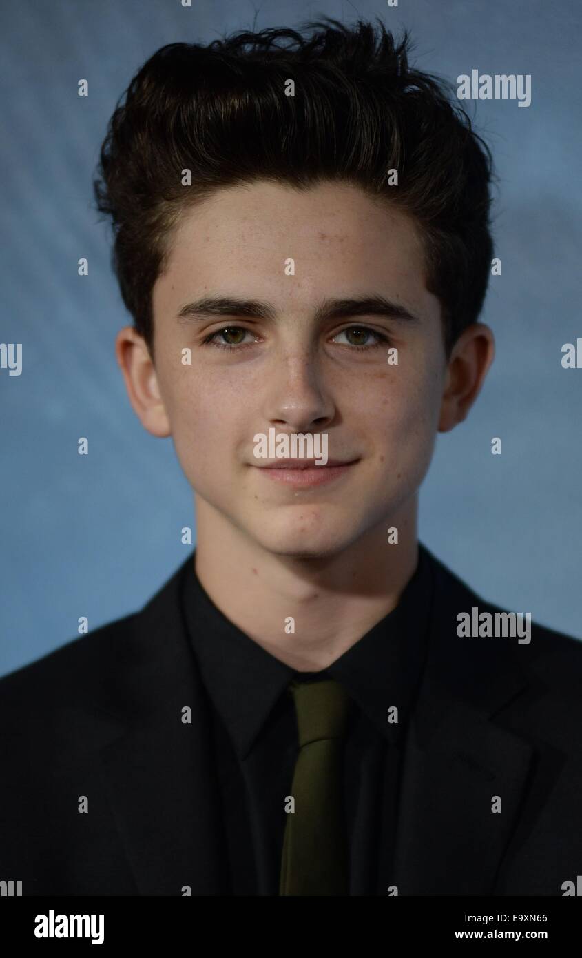 New York, NY, USA. 3. November 2014. Timothee Chalamet im Ankunftsbereich für INTERSTELLAR Premiere, AMC Loews Lincoln Square IMAX, New York, NY 3. November 2014. Bildnachweis: Kristin Callahan/Everett Collection/Alamy Live-Nachrichten Stockfoto