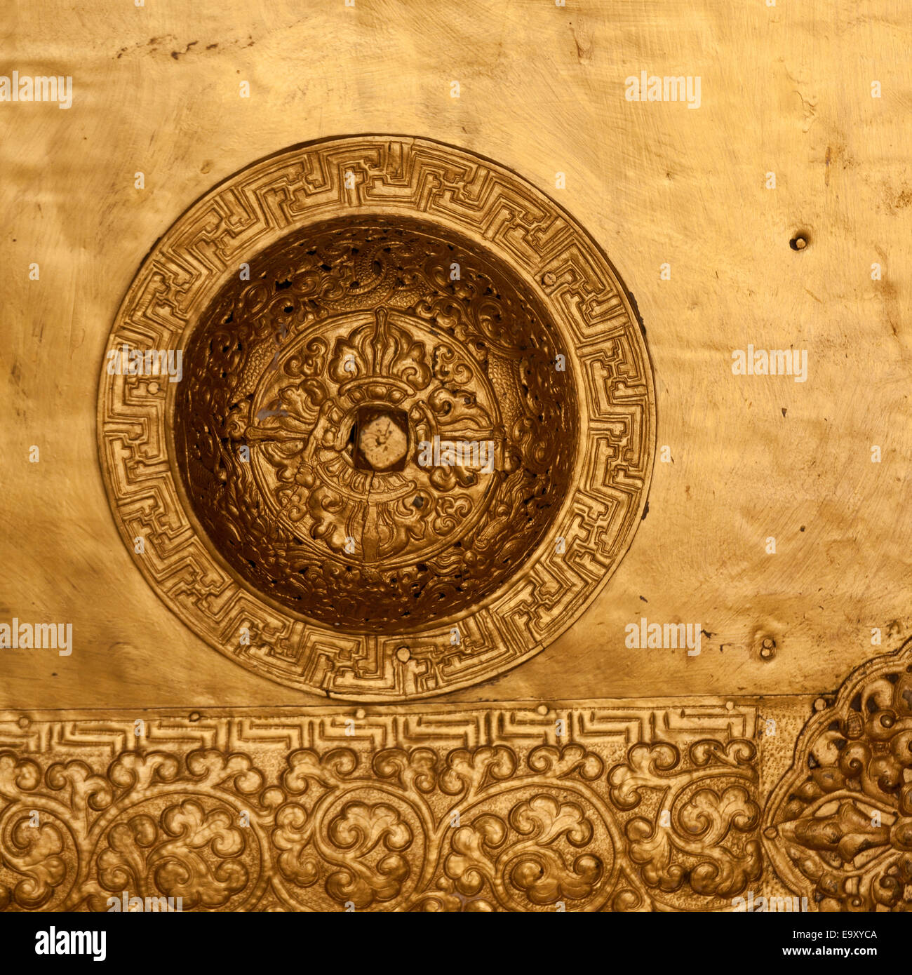 Details von Kunstwerken in Wangdue Dzong, Wangdue Phodrang, Bhutan Stockfoto