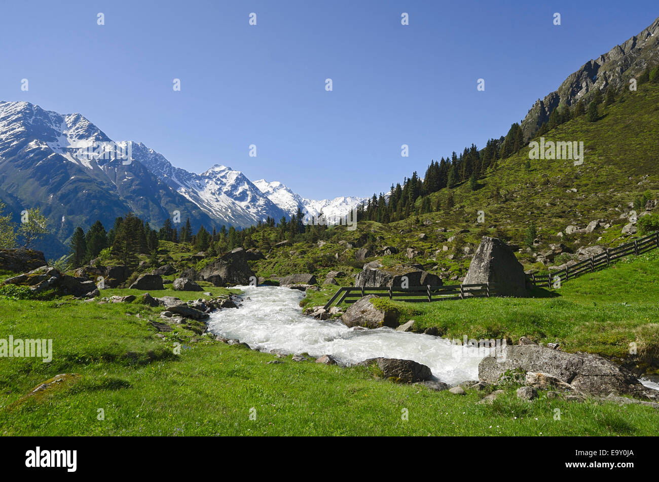 Falbesoner Bach Bach, Stubaier Alpen, Tirol, Österreich Stockfoto