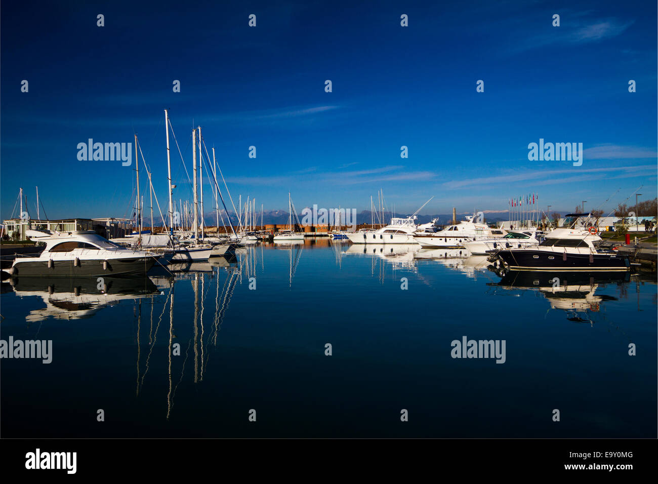 Hafen von Marina di Pisa, Toskana, Italien Stockfoto