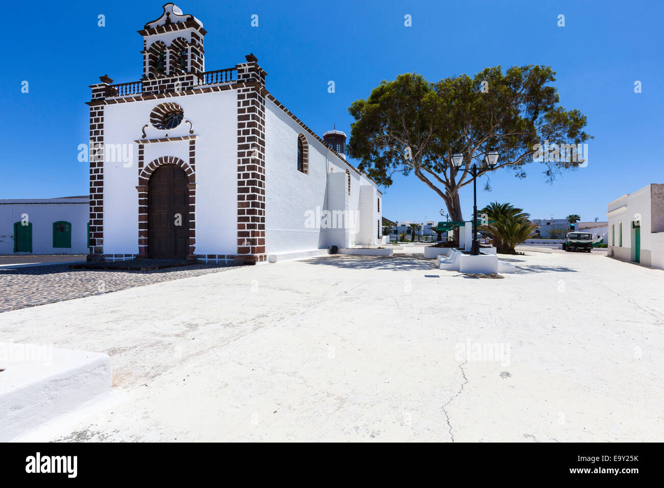 Kirche Santo Cristo de las Aguas, Guatiza, Lanzarote, Kanarische Inseln, Spanien Stockfoto
