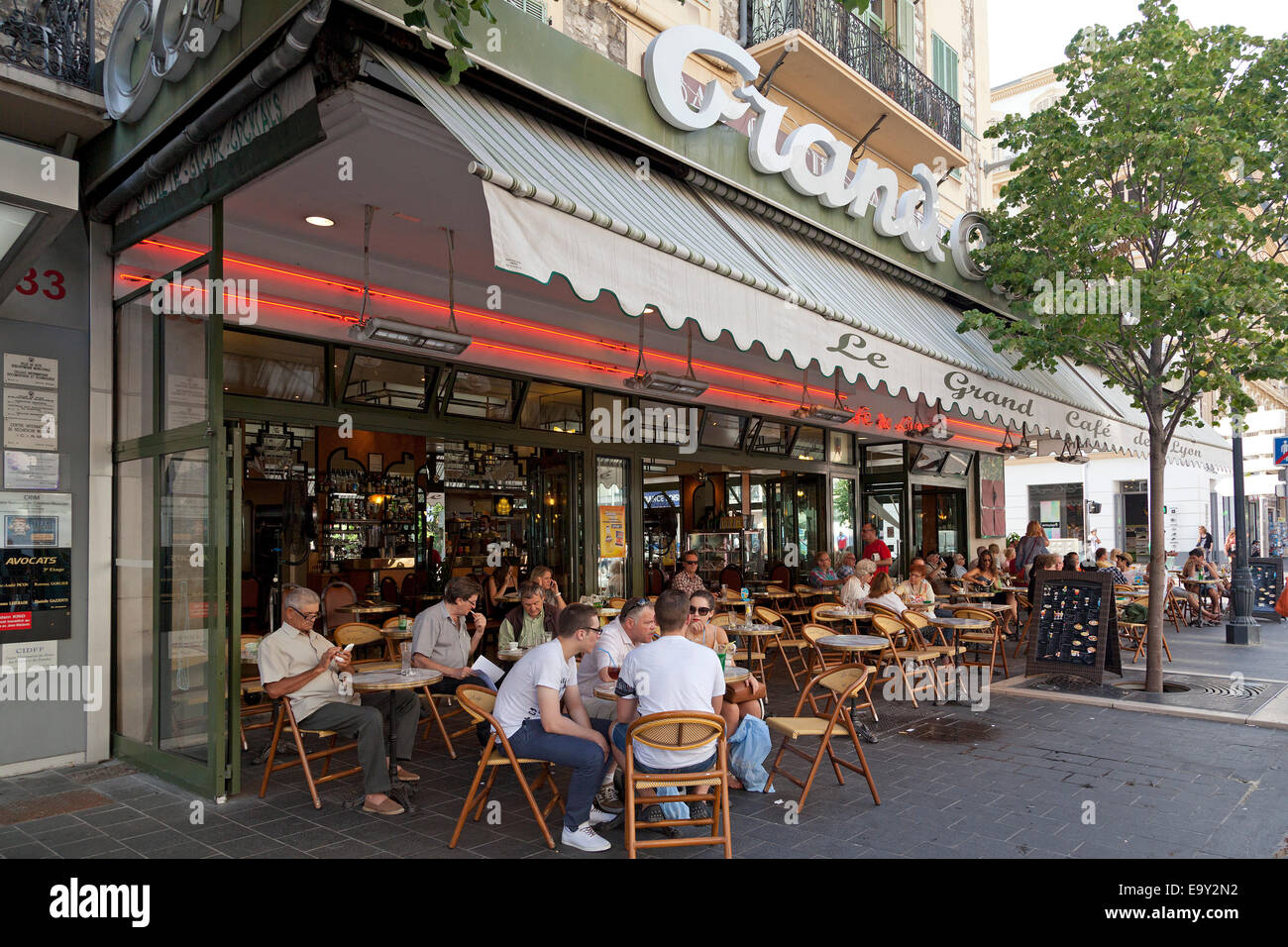 Bürgersteig Café, Nizza, Cote ´ Azur, Frankreich Stockfoto