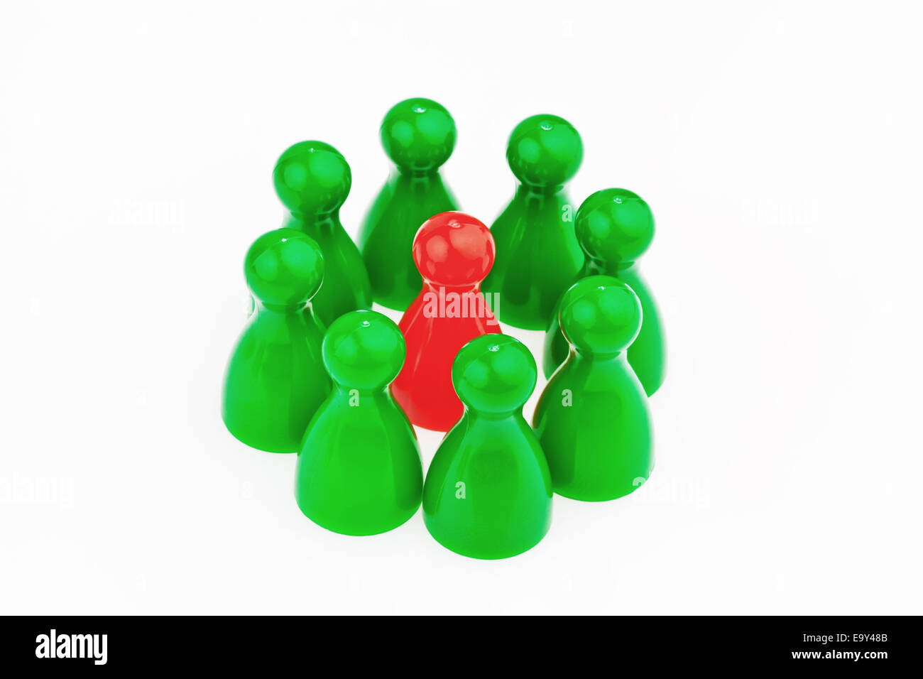 Rot und grün, die Stücke zu spielen. Anders als im Team. Quote für Frauen in der Arbeitswelt. Stockfoto