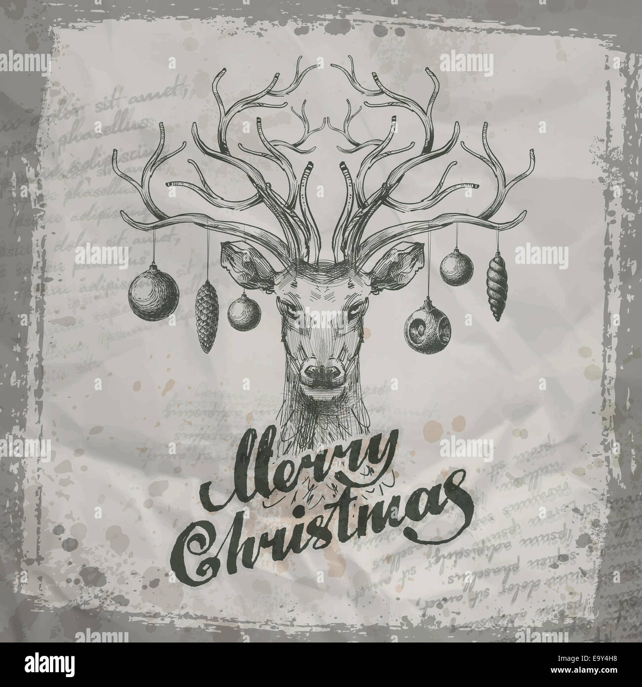 Frohe Weihnachten. Hirsche und Weihnachten Spielzeug Stockfoto