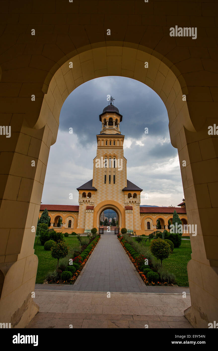 Glockenturm der erzbischöflichen Kathedrale, Alba Iulia-Transsilvanien Stockfoto