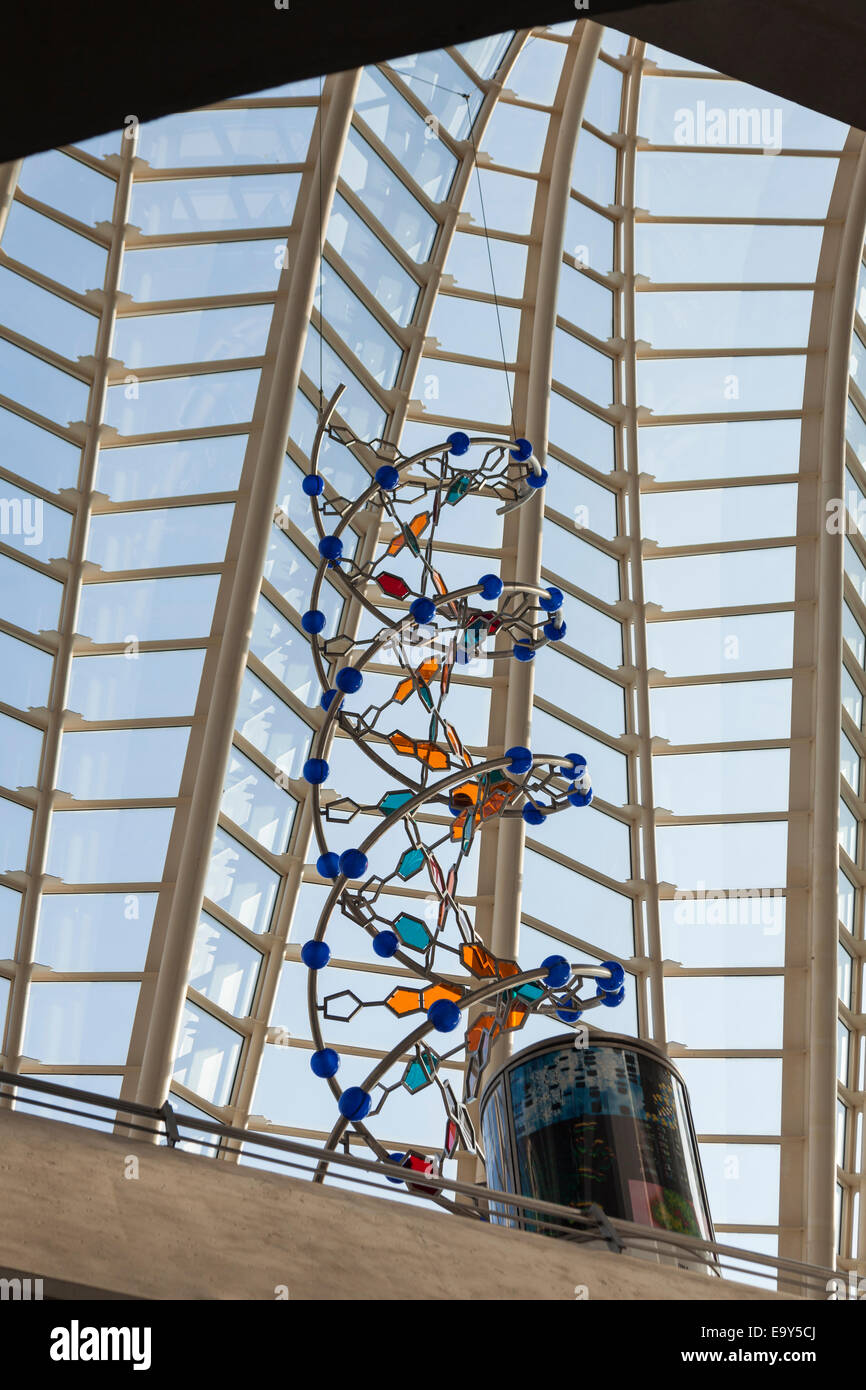 DNA-Helix-Modells im Museo de Las Ciencias in der Stadt der Künste und Wissenschaften, Valencia, Spanien. Stockfoto