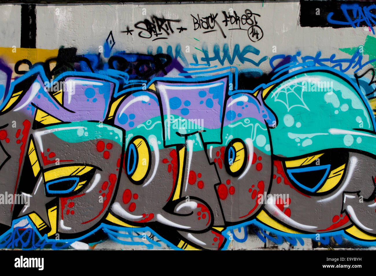 Bunte Mauer Graffiti Urban Berlin 2014 Stockfoto