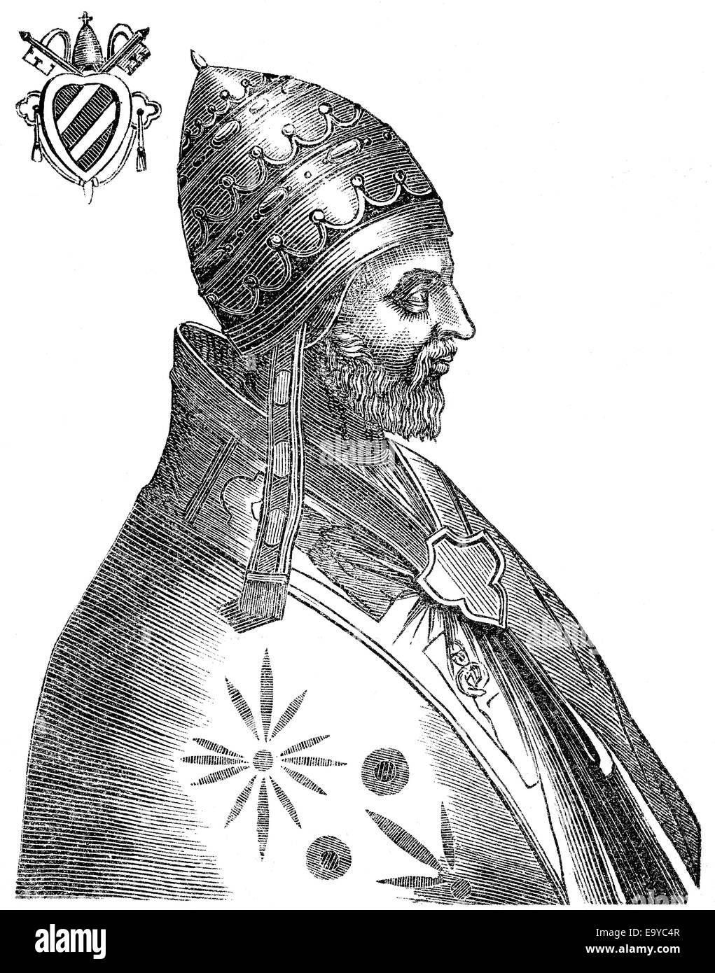 Papst Adrian IV oder Adrianus IV, geborene Nicholas Breakspear, Papst von 1154 bis 1159, Papst Hadrian IV. Oder Adrian IV., Geboren als Stockfoto