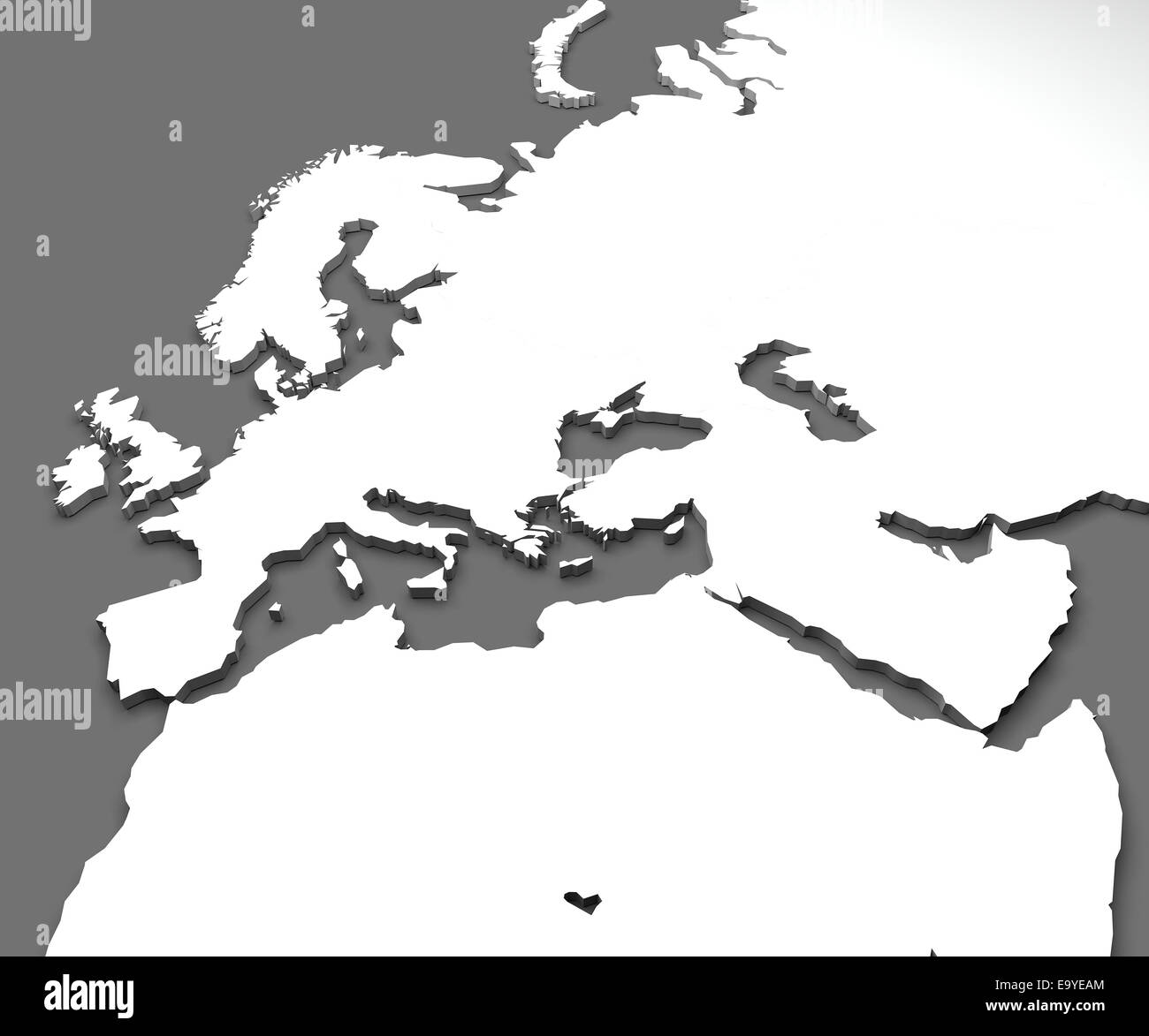 Karte von Europa und Nordafrika Stockfoto