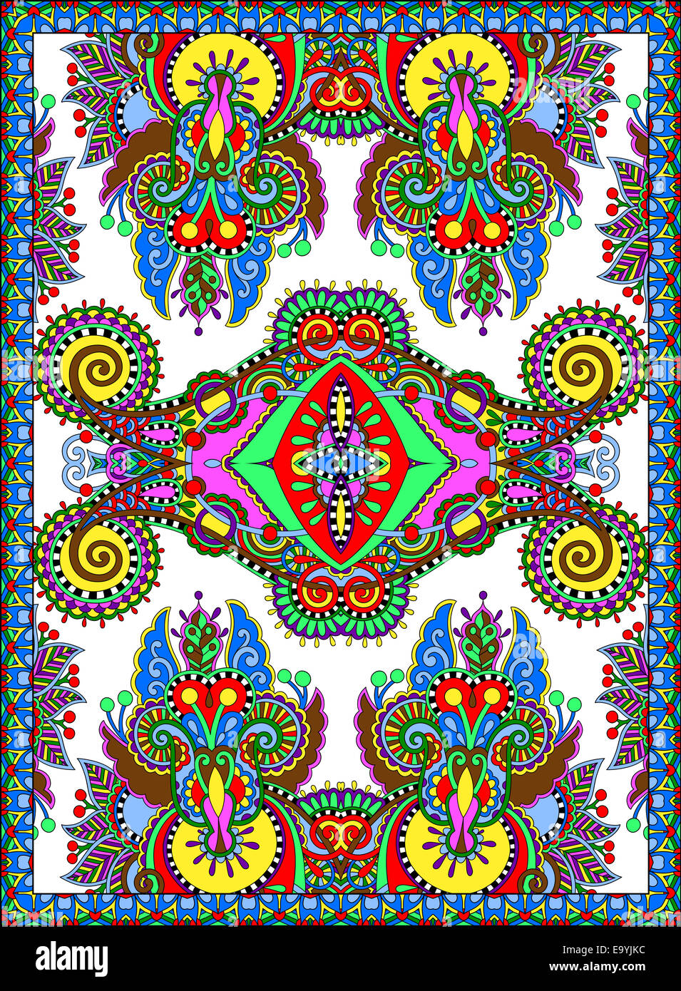 ukrainische Blumenteppich Design für den Druck auf Leinwand Stockfoto