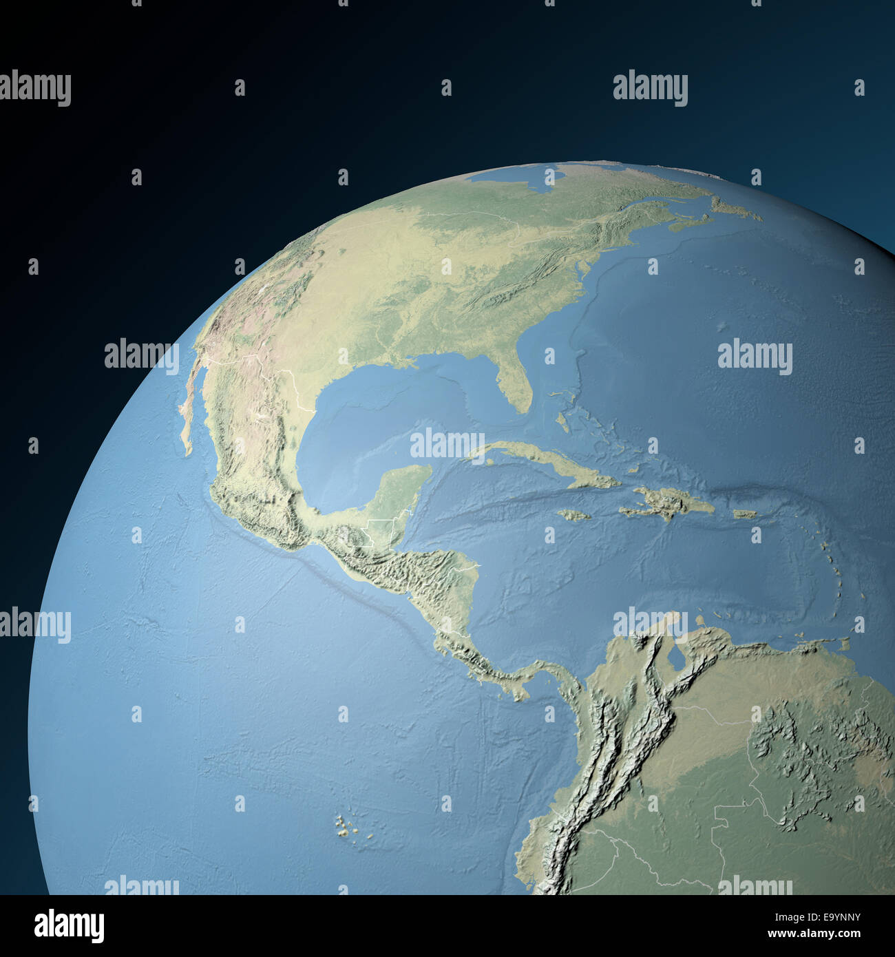 Physische Landkarte von Mittelamerika. Elemente dieses Bildes, eingerichtet von der NASA Stockfoto