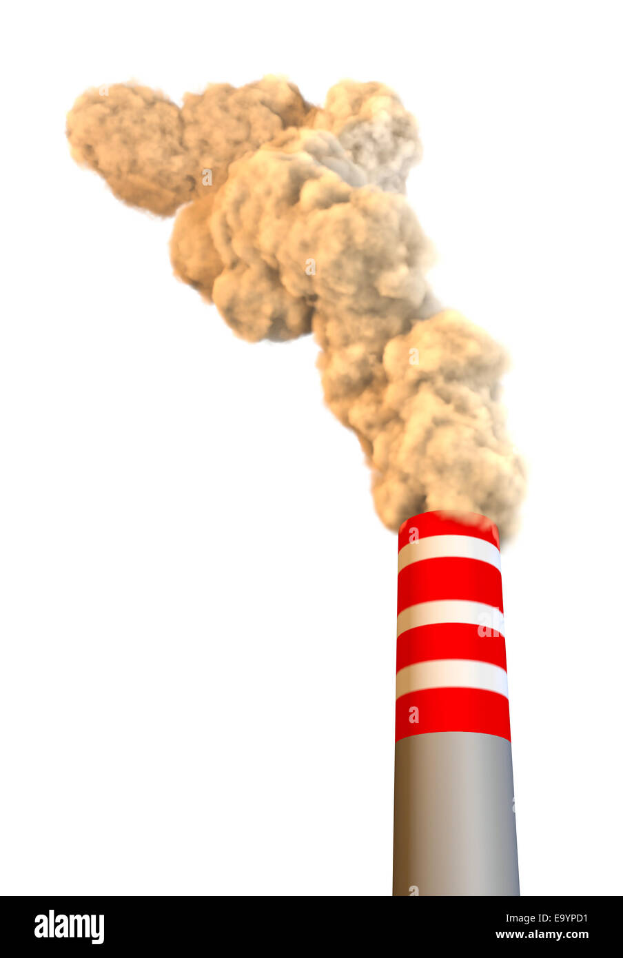 Schmutzige Rauch auf dem weißen Hintergrund, Ökologie-Probleme Stockfoto