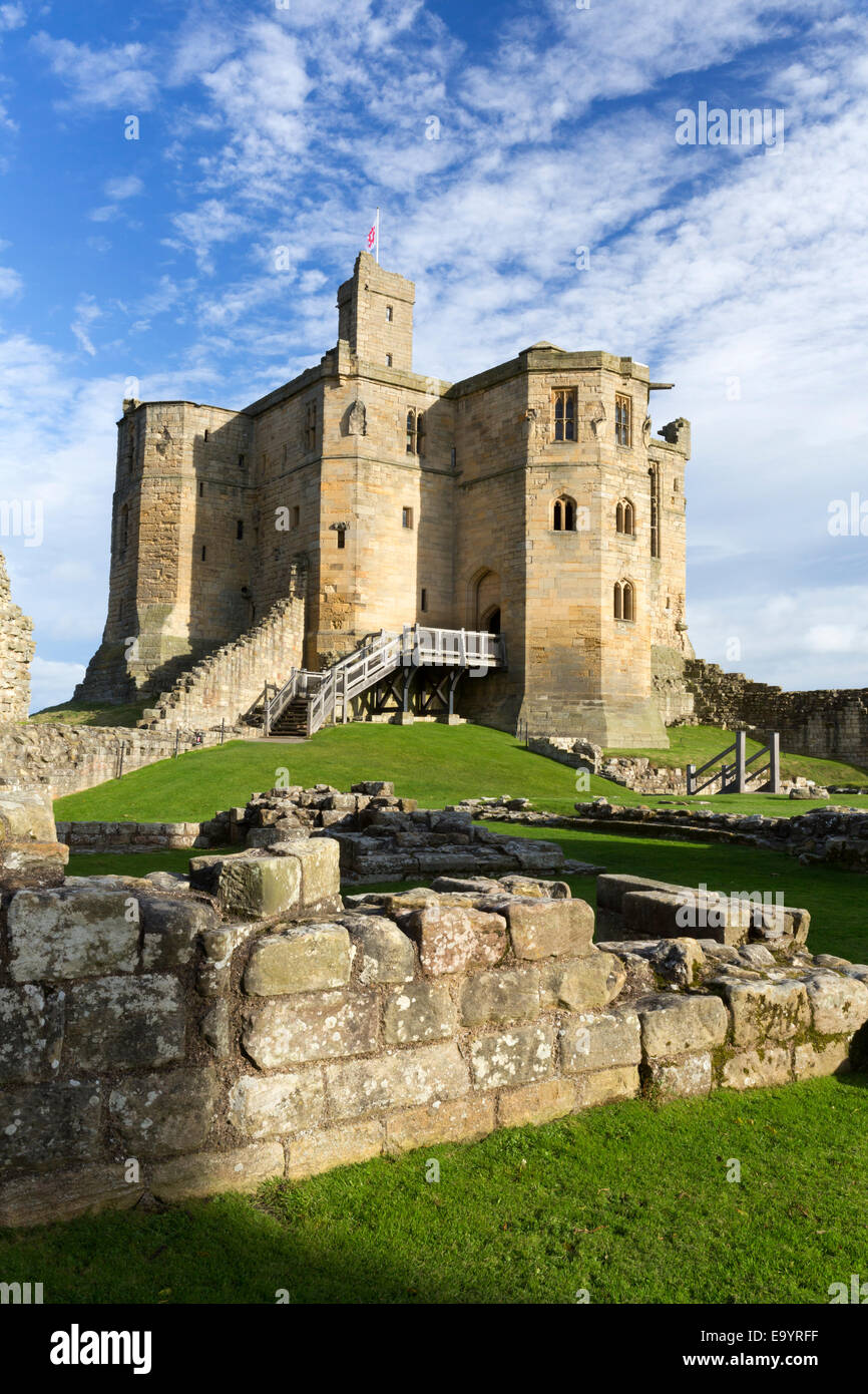 Warkworth Castle, Northumberland, England, Oktober 2014 Stockfoto