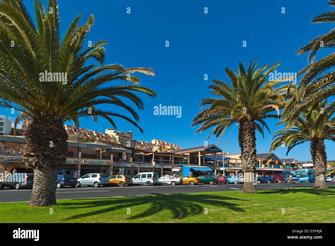 Resort mit guten Flughafen Zugang an der weit Südküste, beliebt bei deutschen; Morro Jable, Fuerteventura, Kanarische Inseln, Spanien Stockfoto