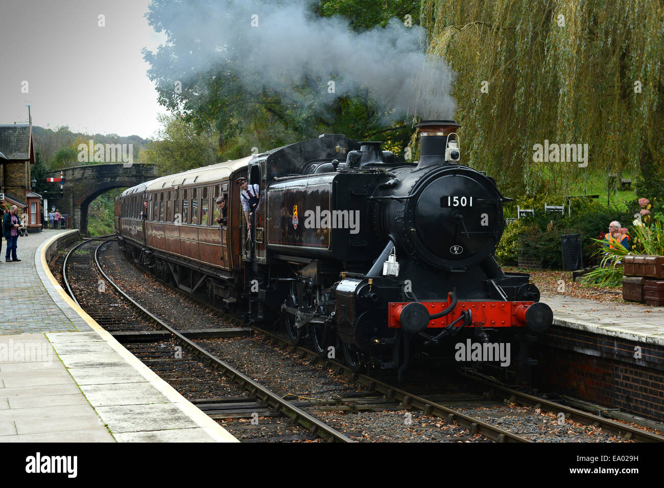 Severn Valley Railway Dampflokomotiven Lok Zug bei Arley Station Uk Stockfoto