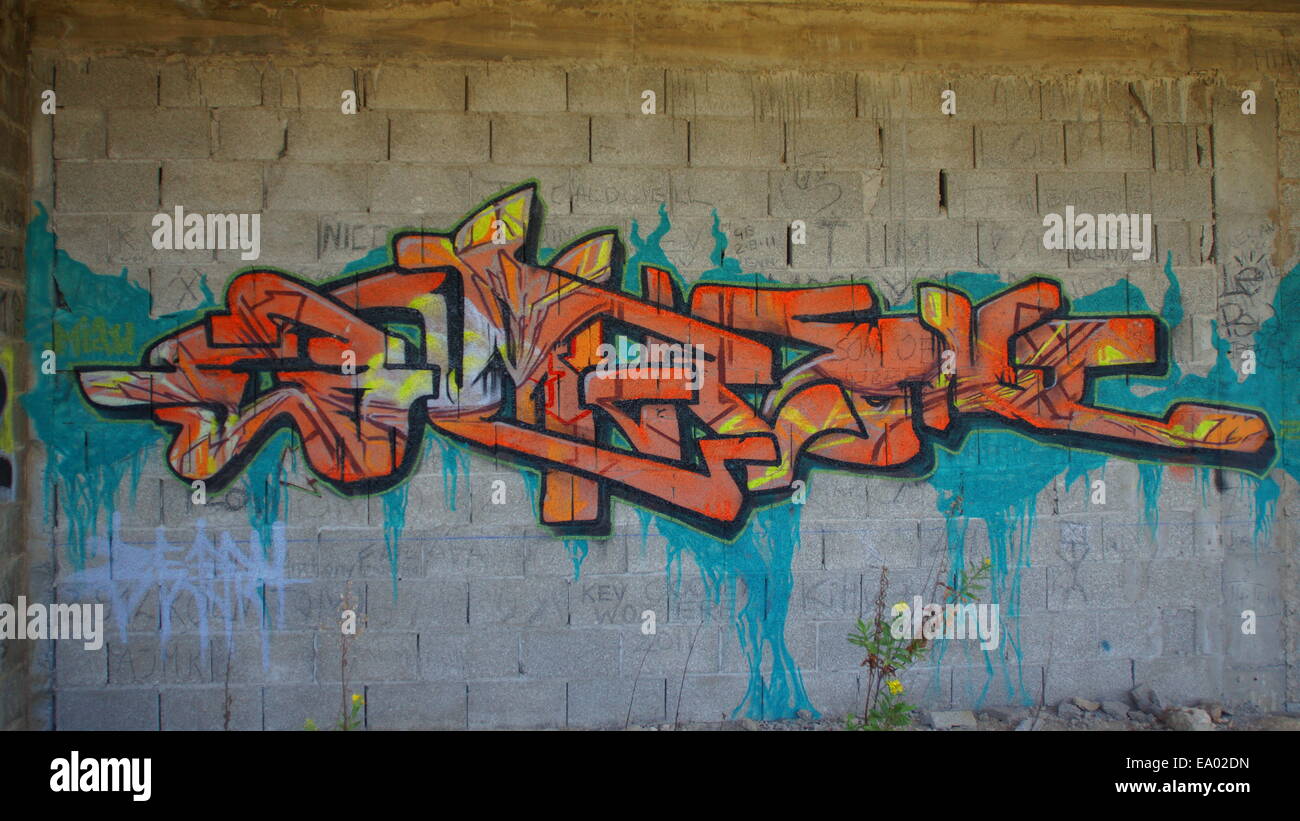 Graffiti-Kunst, Portinaux, Ibiza Stockfoto