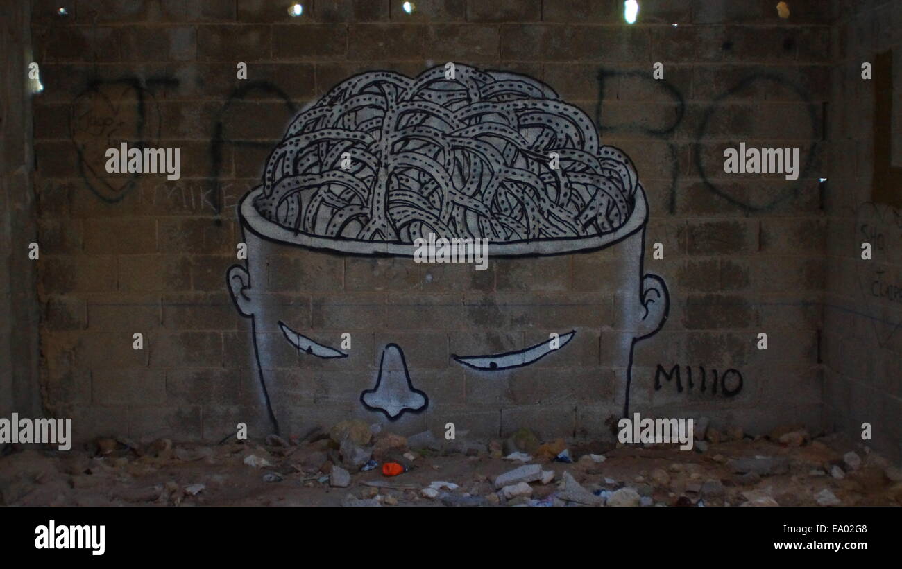 Graffiti, Headcups, Ibiza-Kunst Stockfoto