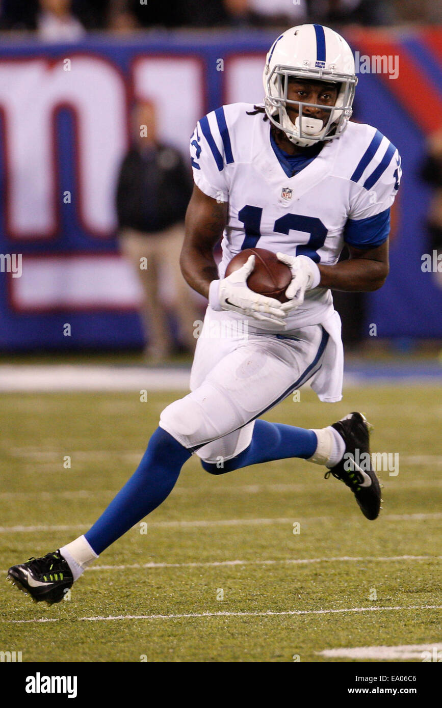 3. November 2014: Indianapolis Colts Wide Receiver t Hilton (13) in Aktion während der NFL-Spiel zwischen den Indianapolis Colts und den New York Giants im MetLife Stadium in East Rutherford, New Jersey. Die Indianapolis Colts gewann 40-24. (Christopher Szagola/Cal Sport Media) Stockfoto