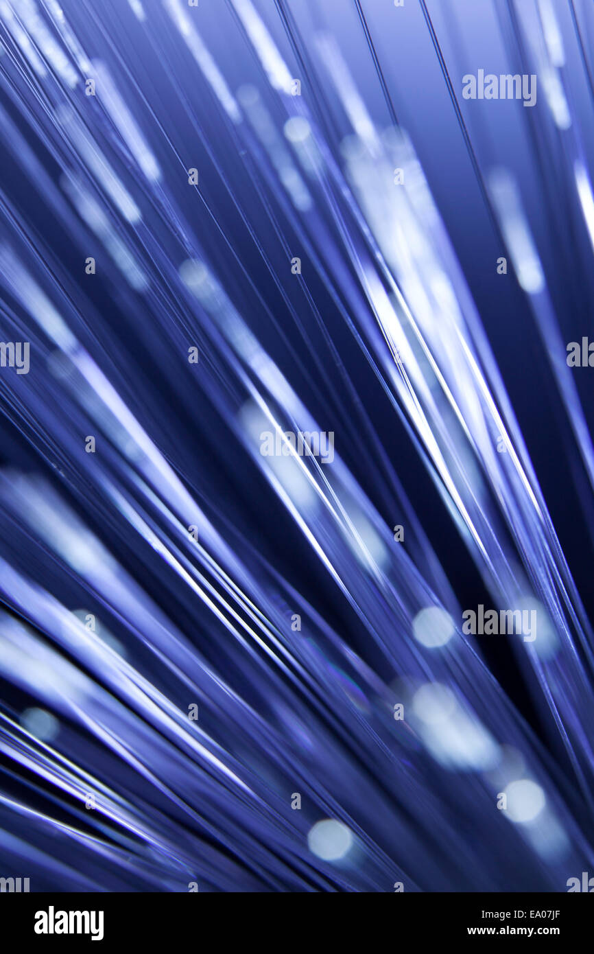 Abstrakt Nahaufnahme von beleuchteten Fiber optic Licht Stockfoto