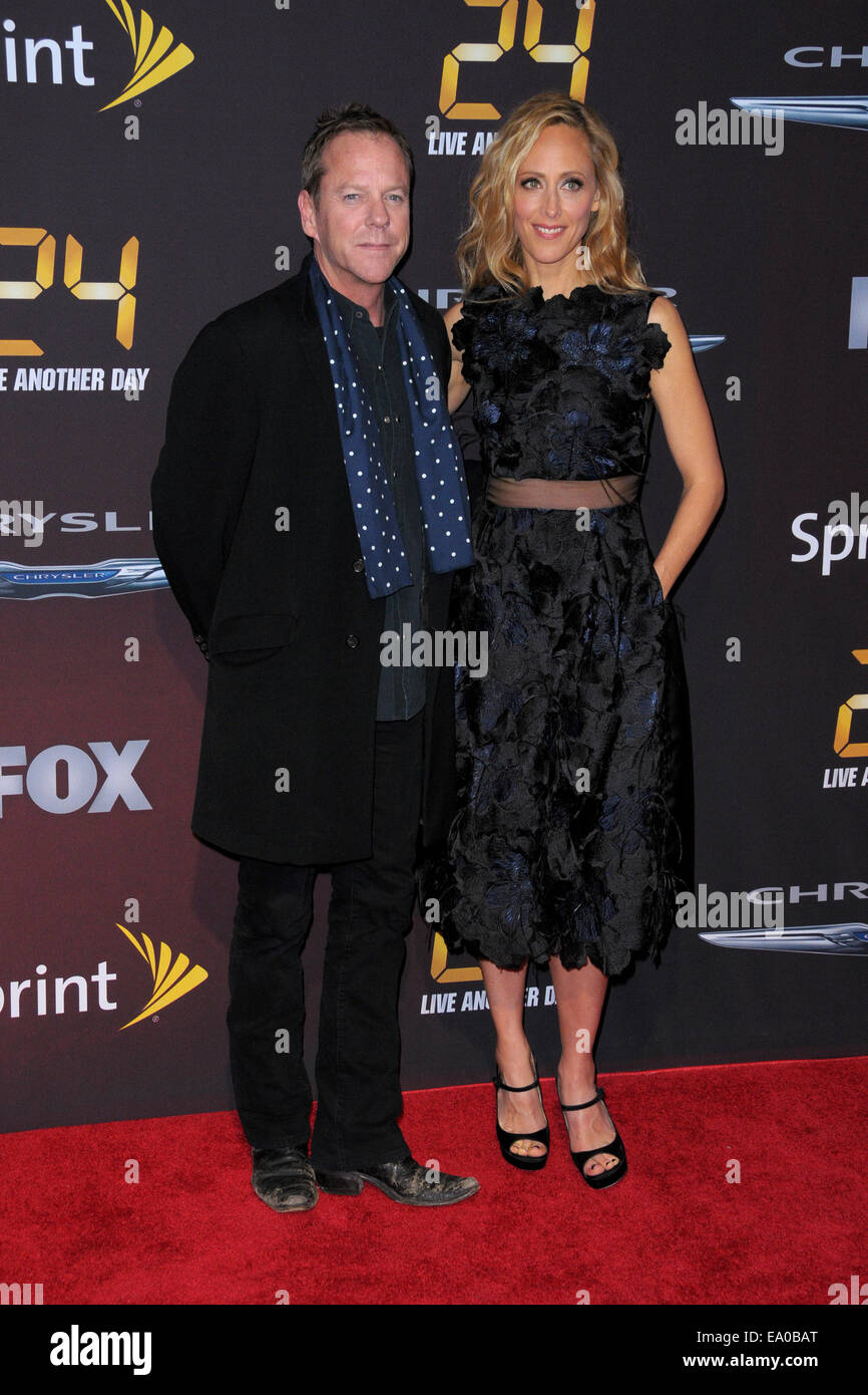 24: live Another Day "Weltpremiere - Ankünfte mit: Kiefer Sutherland, Kim Raver wo: Manhattan, New York, USA bei: 2. Mai 2014 Stockfoto