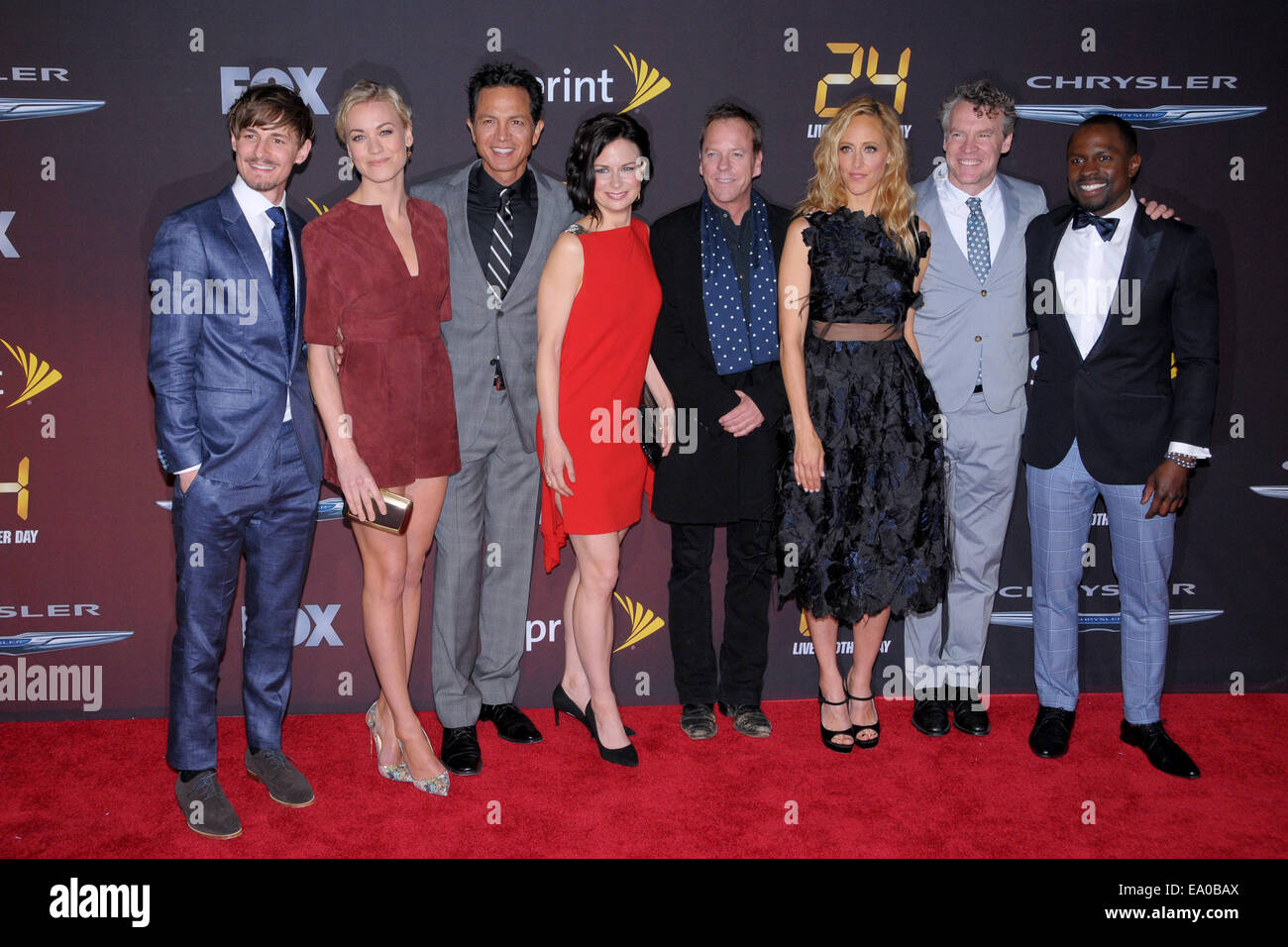 24: live Another Day "Weltpremiere - Ankünfte Featuring: Giles Matthey, Yvonne Strahovski, Benjamin Bratt, Mary Lynn Rajskub, Kiefer Sutherland, Kim Raver, Tate Donovan, Gbenga Akinnagbe wo: Manhattan, New York, USA bei: 2. Mai 2014 Stockfoto