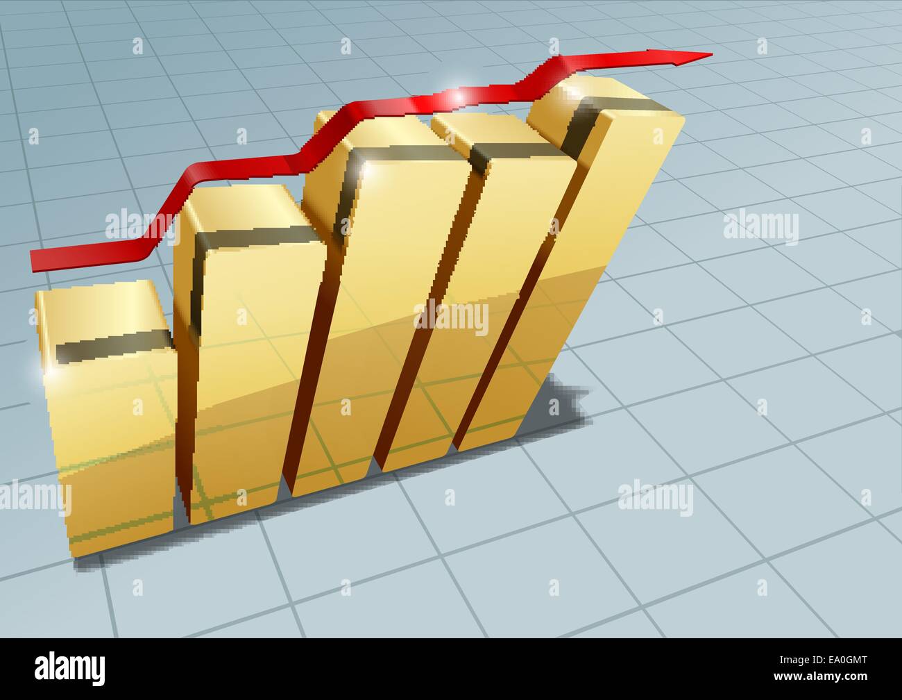 Vektor-Eps 10 Vektor, Verlaufsgitter, 3d goldene Geschäfte Bars und Transparenz verwendet Stock Vektor