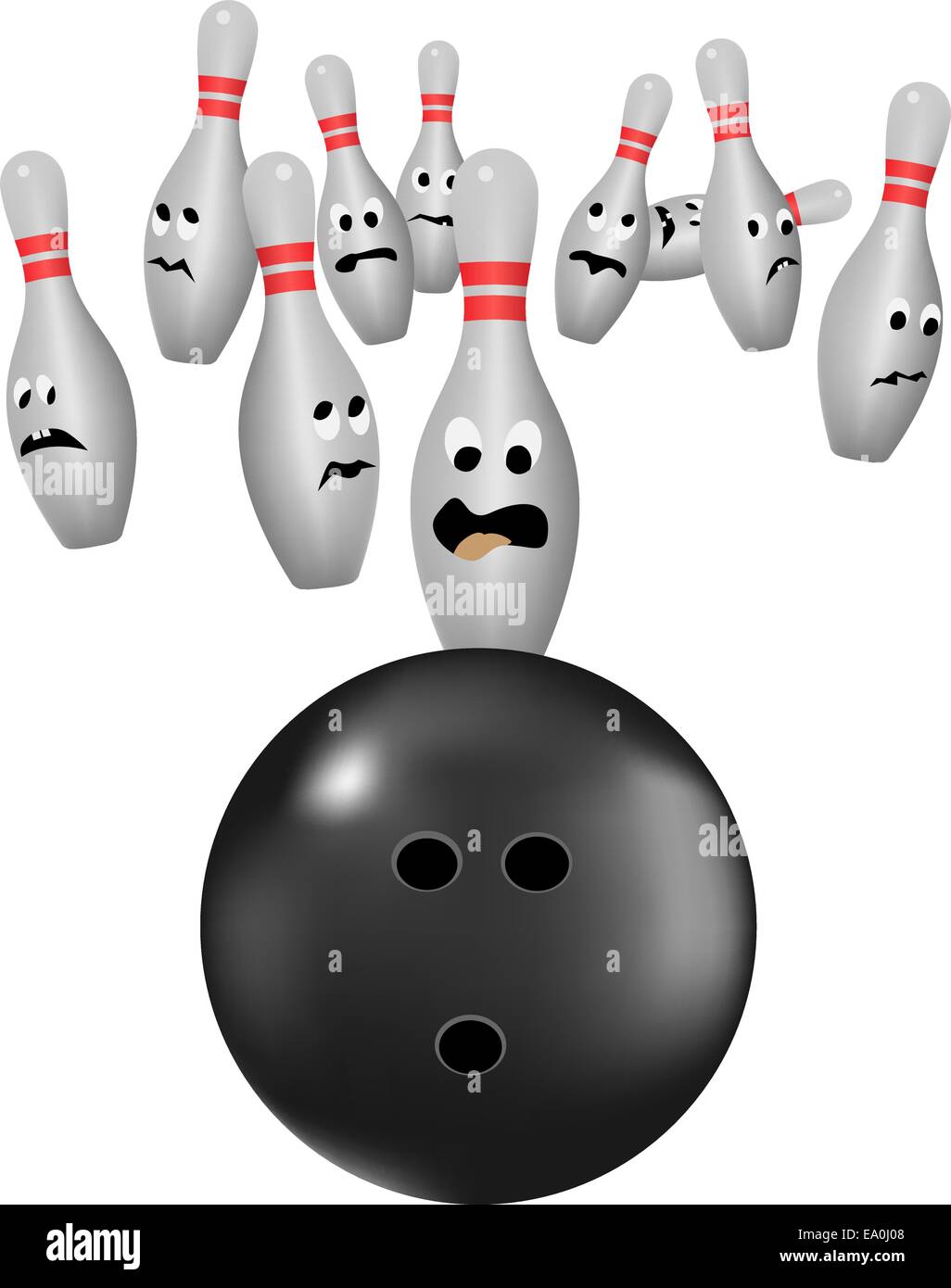 Vektor-Bowling-Pins Bowl vernarbt Stock Vektor
